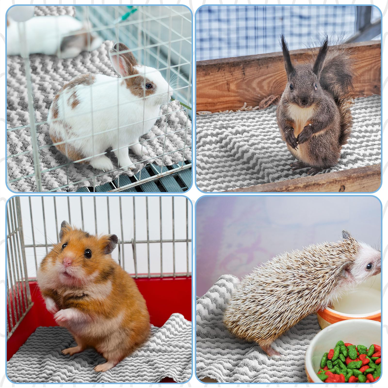 Hahafelt 5 Pcs Waterproof Guinea Pig Fleece Bedding Blankets Absorbent Guinea Pig Cage Liner Washable Small Animal Pee Pad Reusa