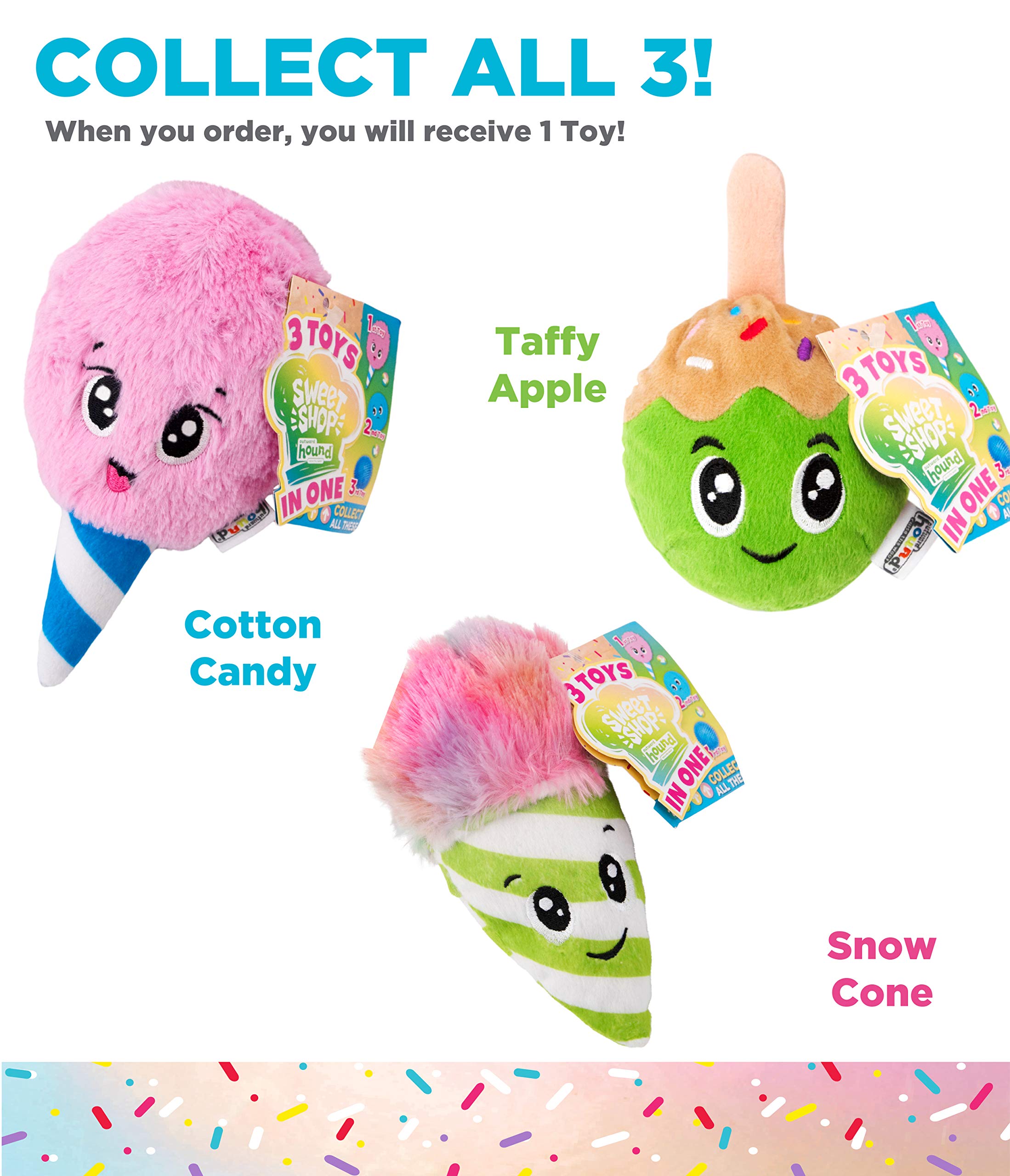 Outward Hound Surprise Destroy Them All Sweet Shop Dog Toy - 3-in-1 Dog Toy, Collect All of The Squeakin Sweet Treats!