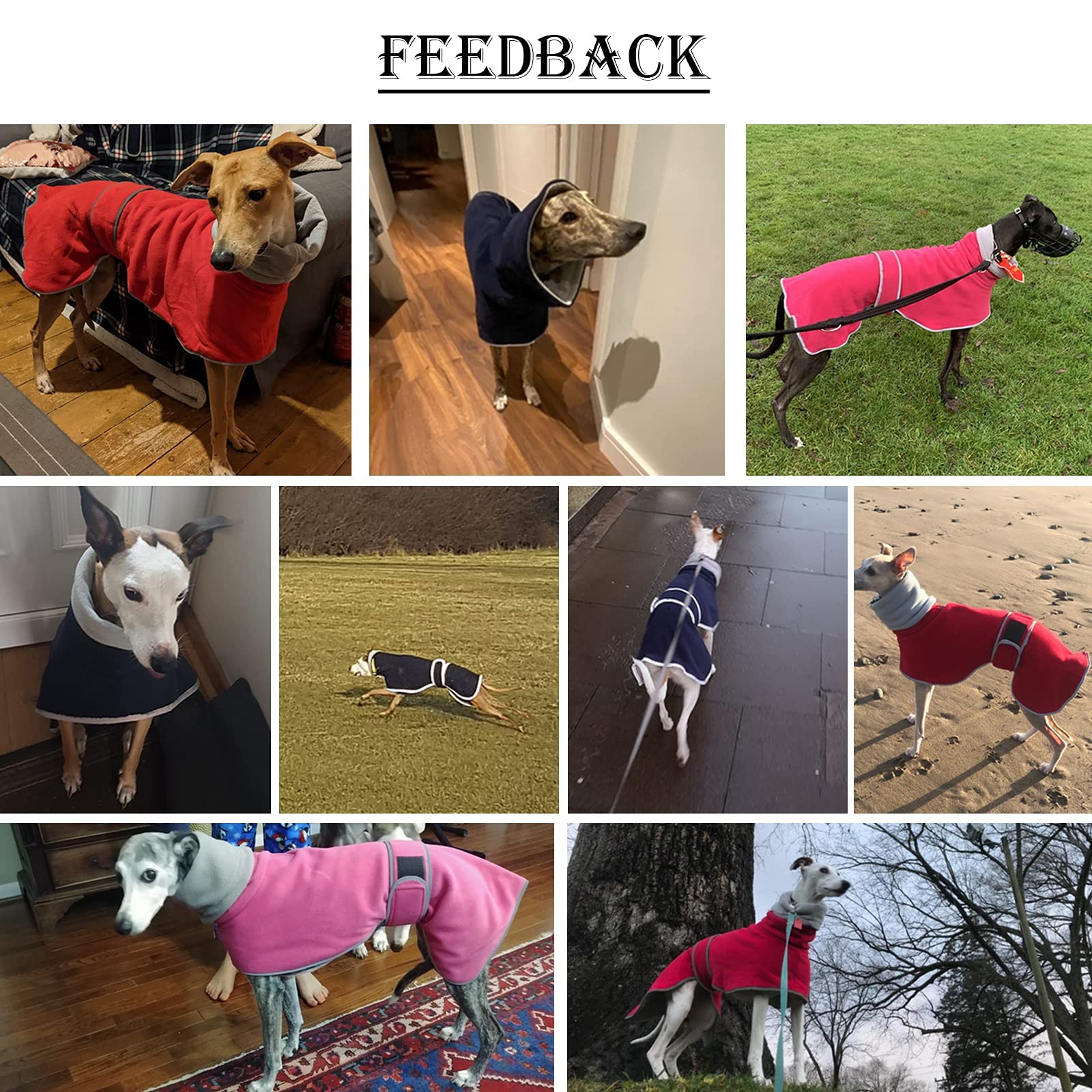 Dog Coats With Reflective Bar, Dog Winter Coat Soft Polyester Fleece, Adjustable Band - Dog Winter Jacket For Greyhounds, Lurchers And Whippets - Navy - Xl