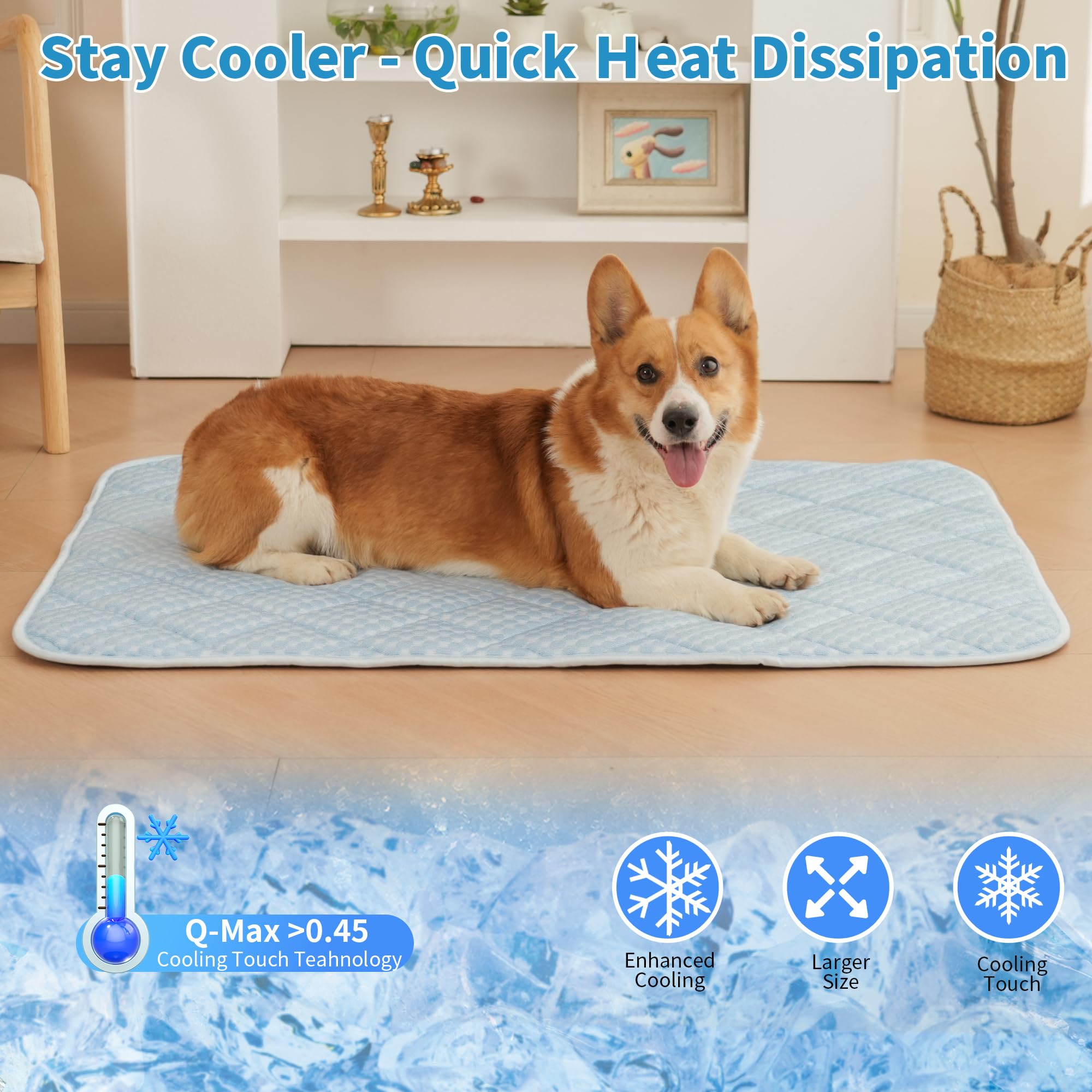 Dog Cooling Mat, 28''X20'' Washable Cooling Mat For Dog, Foldable Kennel Dogs Bed, Cool Pad (Cool &Warm Surface) For All Seasons