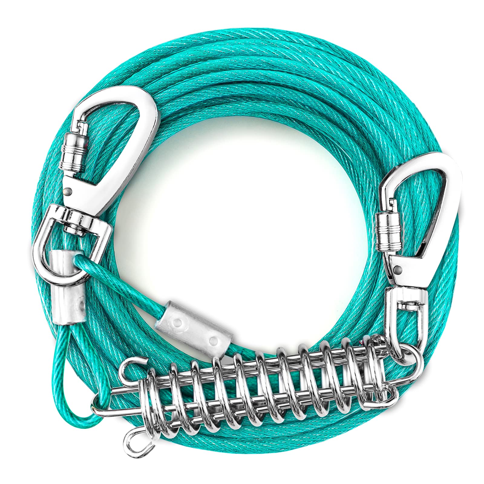 Tie Out Cable For Dogs, 50Ft Dog Leads For Yard Chew Proof, Heavy Duty Dog Tie Out Cable For Large Dogs Up To 125Lbs, Durable Dog Runner For Yard Or Camping