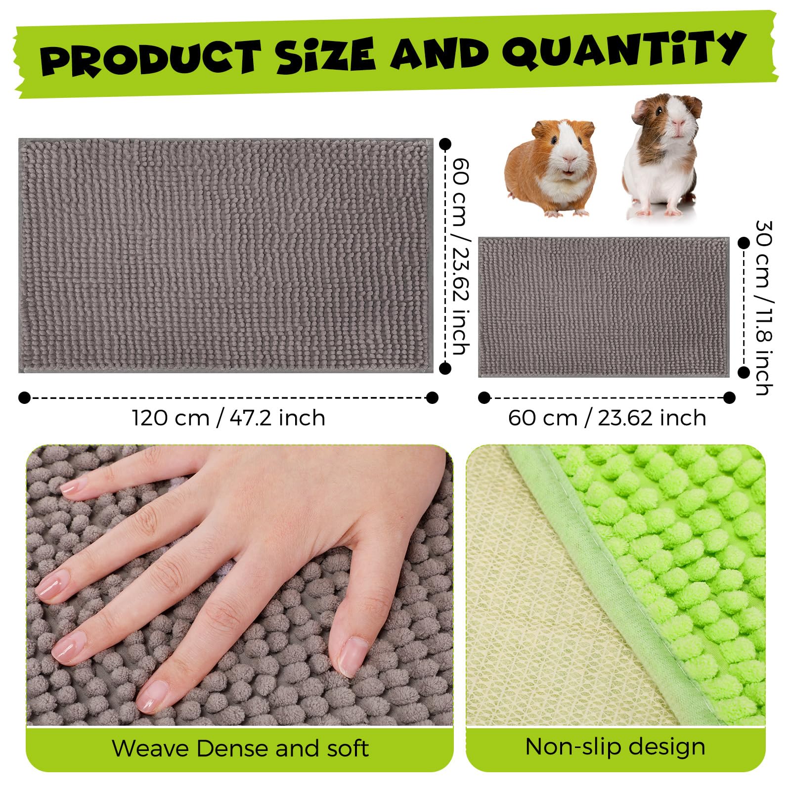 Barydat 8 Pcs Guinea Pig Cage Liner for Guinea Pig Cage Bedding Reusable Rabbit Mat Pad Washable Training Pad Animal Sleeping Be