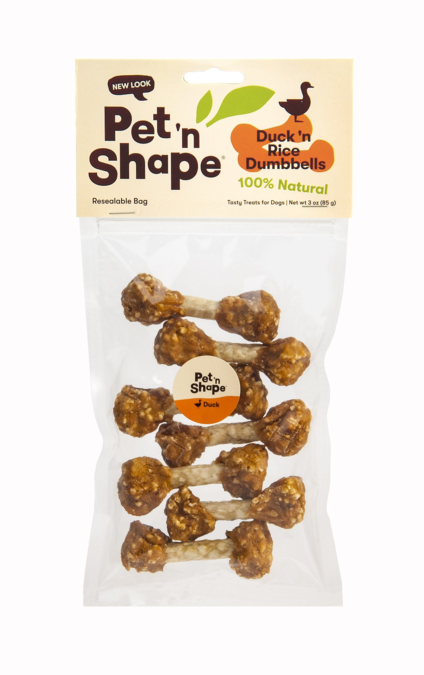Pet n Shape Duck n Rice Dumbbells Dog Treats - 3 Ounce