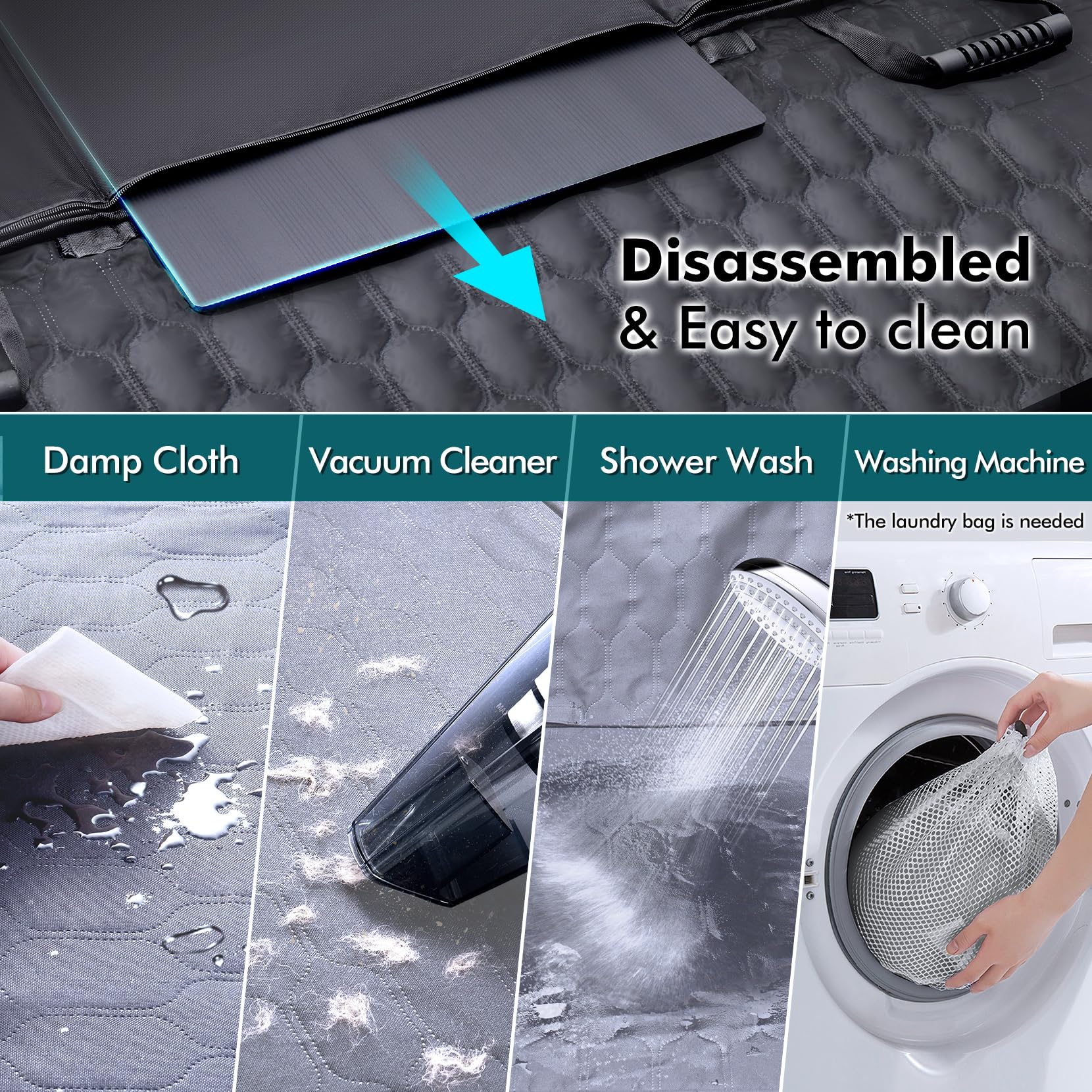 Chumajor Back Seat Extender For Dogs-Supports 400Lb,Waterproof Dog Car Seat Cover Hard Bottom-Detachable,600D Heavy Duty Scratch