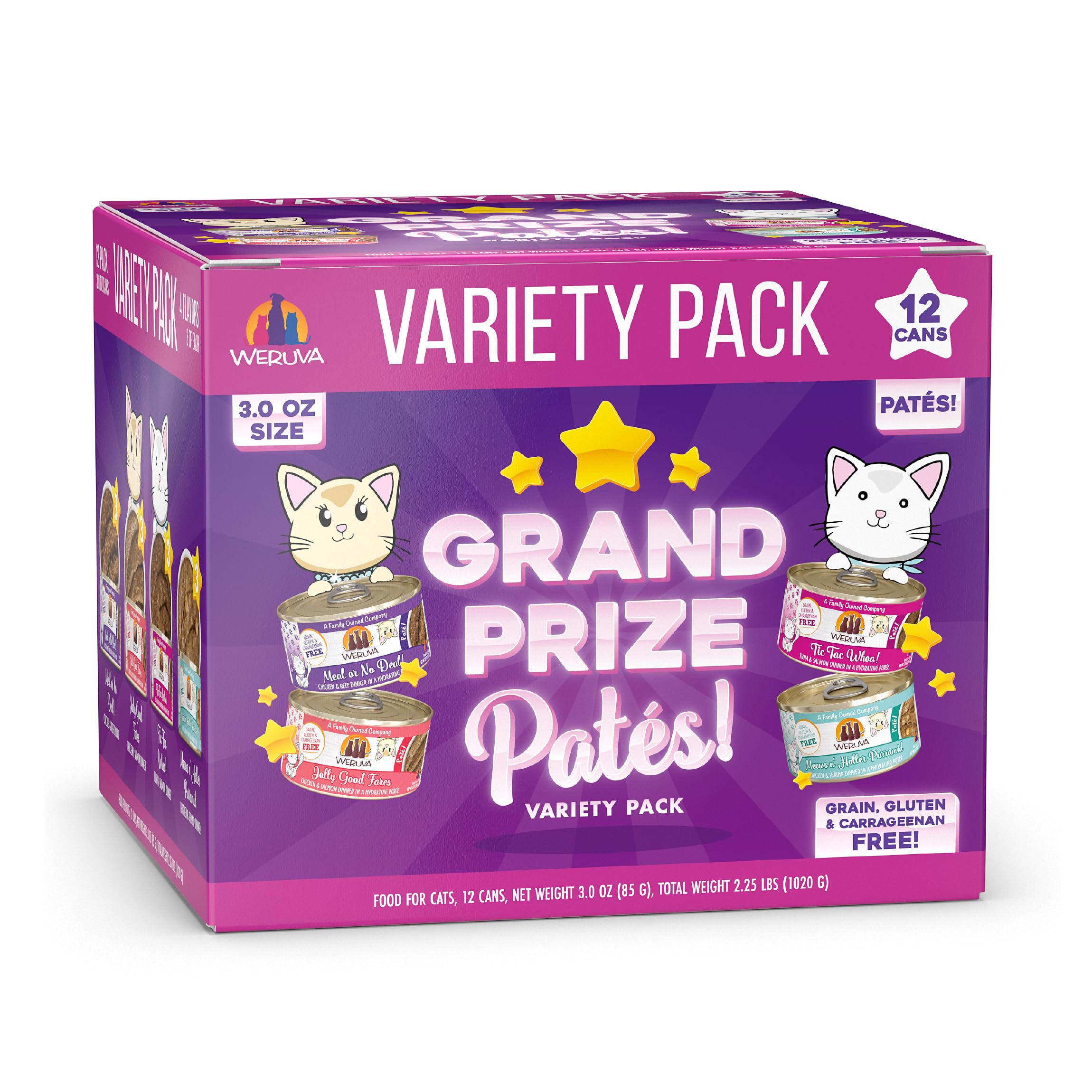 Weruva Wet Cat Food, Grand Prize Pat  s Variety Pack, 3oz Can, Pack of 12