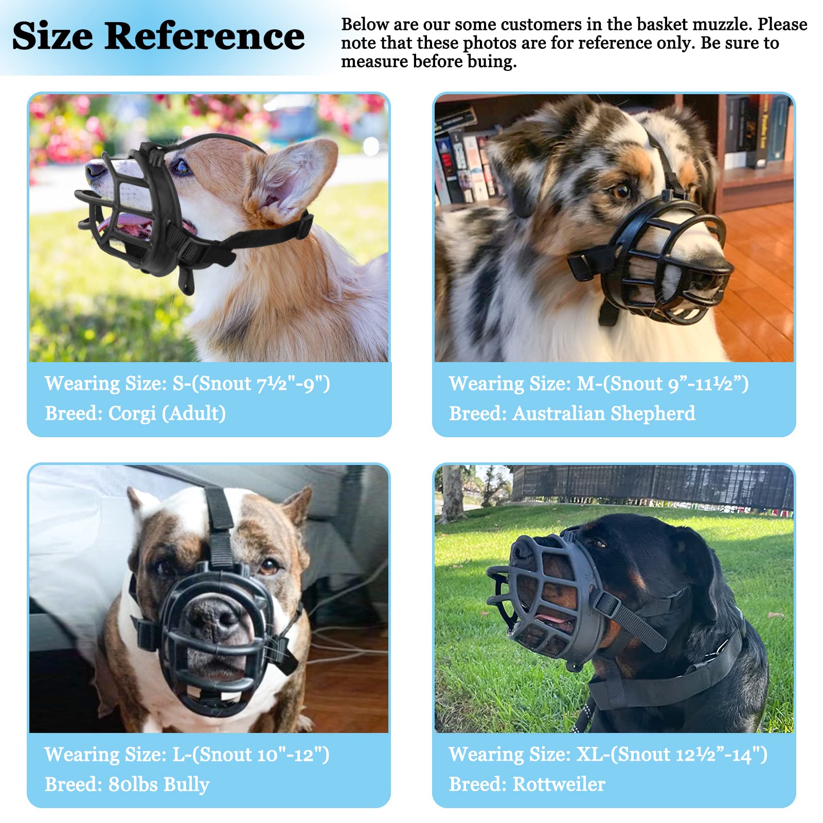 Dog Muzzle, Soft Basket Muzzle for Medium Large Dogs, Best to Prevent Biting, Chewing and Barking
