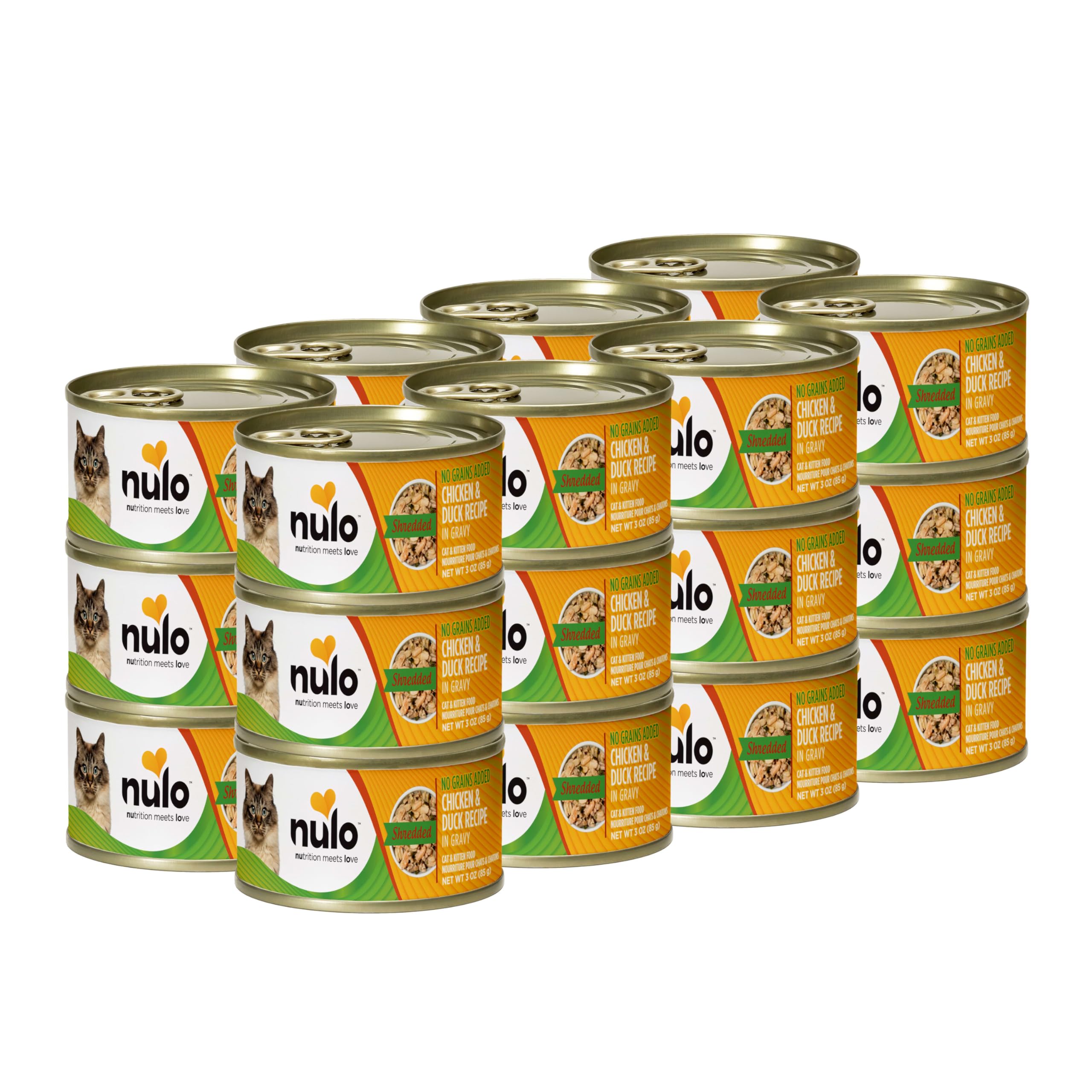 Nulo Chicken & Duck Shredded Wet Canned Cat Food, 3 Ounce (Pack of 24)