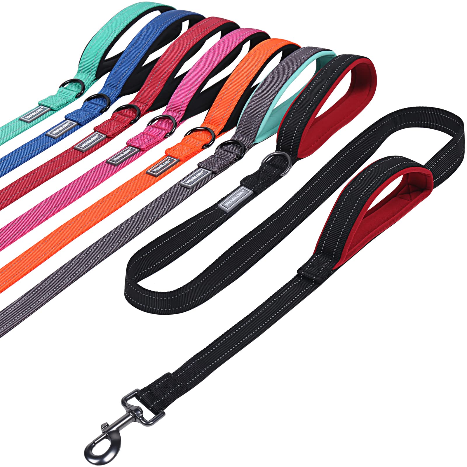 Vivaglory Padded Handle Dog Leash, Heavy Duty 4Ft Long Double Handle Leash Reflective Safety Training Leash Walking Lead For Med