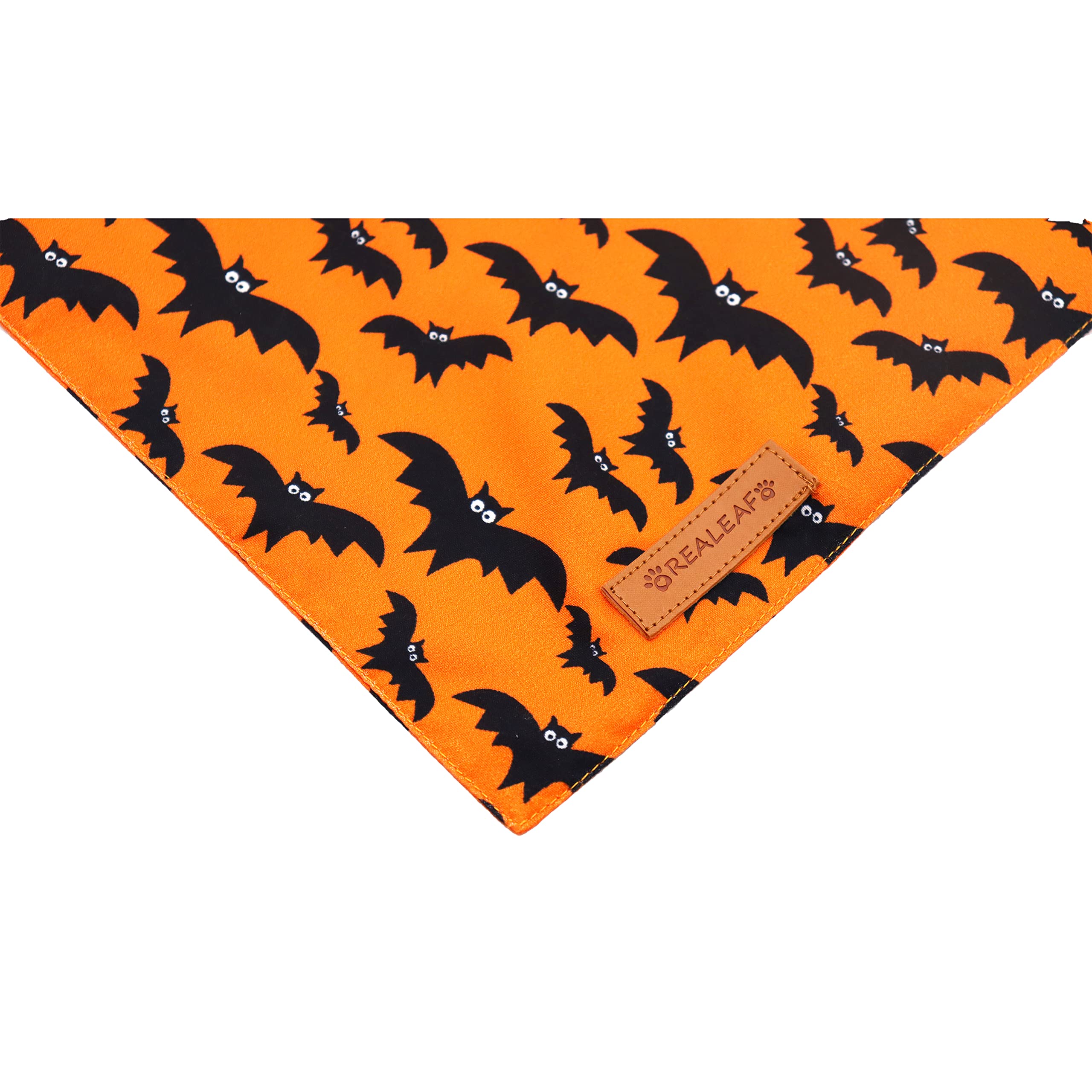 Realeaf Halloween Dog Bandanas 2 Pack, Pumpkin Dog Bandana Fall Dog Scarf For Boy And Girl, Premium Durable Fabric, Orange Holiday Bandana For Small And Medium Dogs (Small)