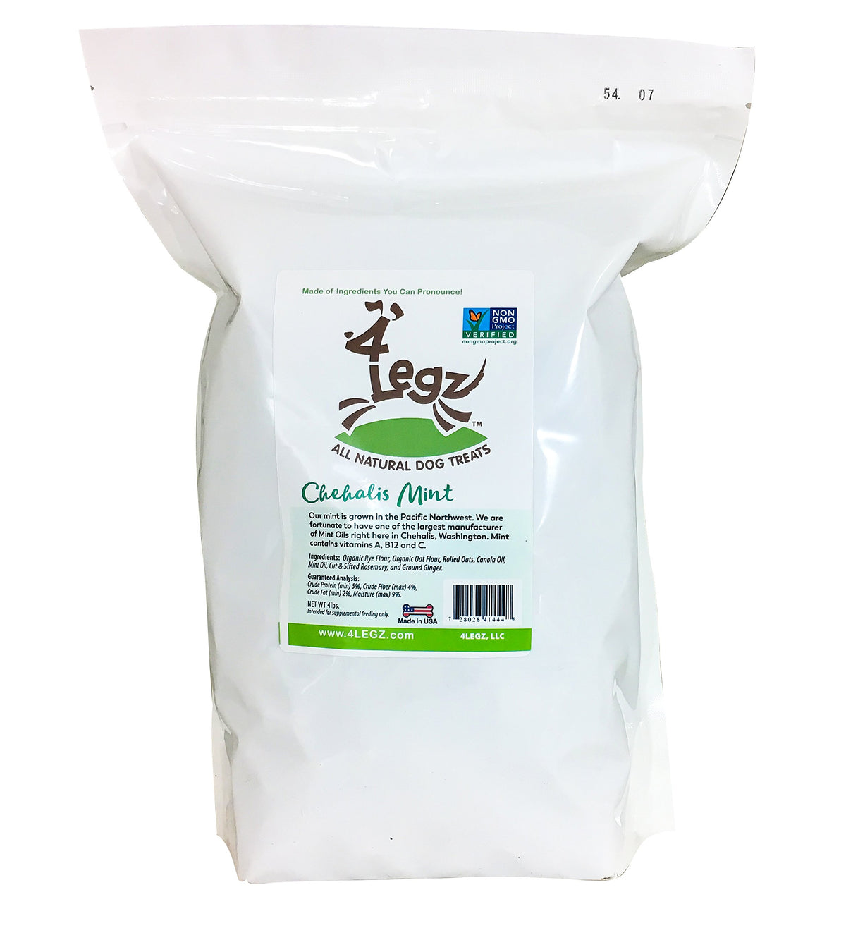 4Legz Dog Breath Freshener Mint Dog Treats From Healthy, Crunchy, Vegan Biscuits For Dogs Small, Medium & Large - Made In Usa Products Only (4 Pound Bag)