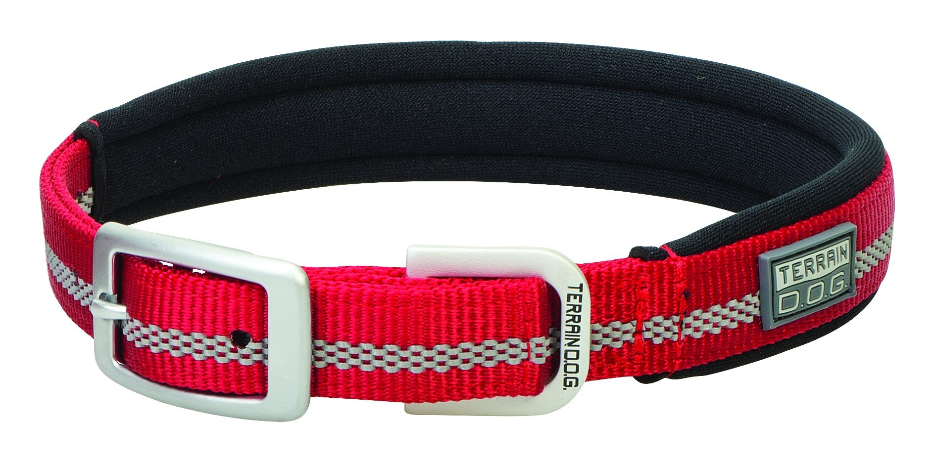Terrain D.O.G. Reflective Neoprene Lined Dog Collar, 17' (15-18 In., 3/4 In. Width), Red