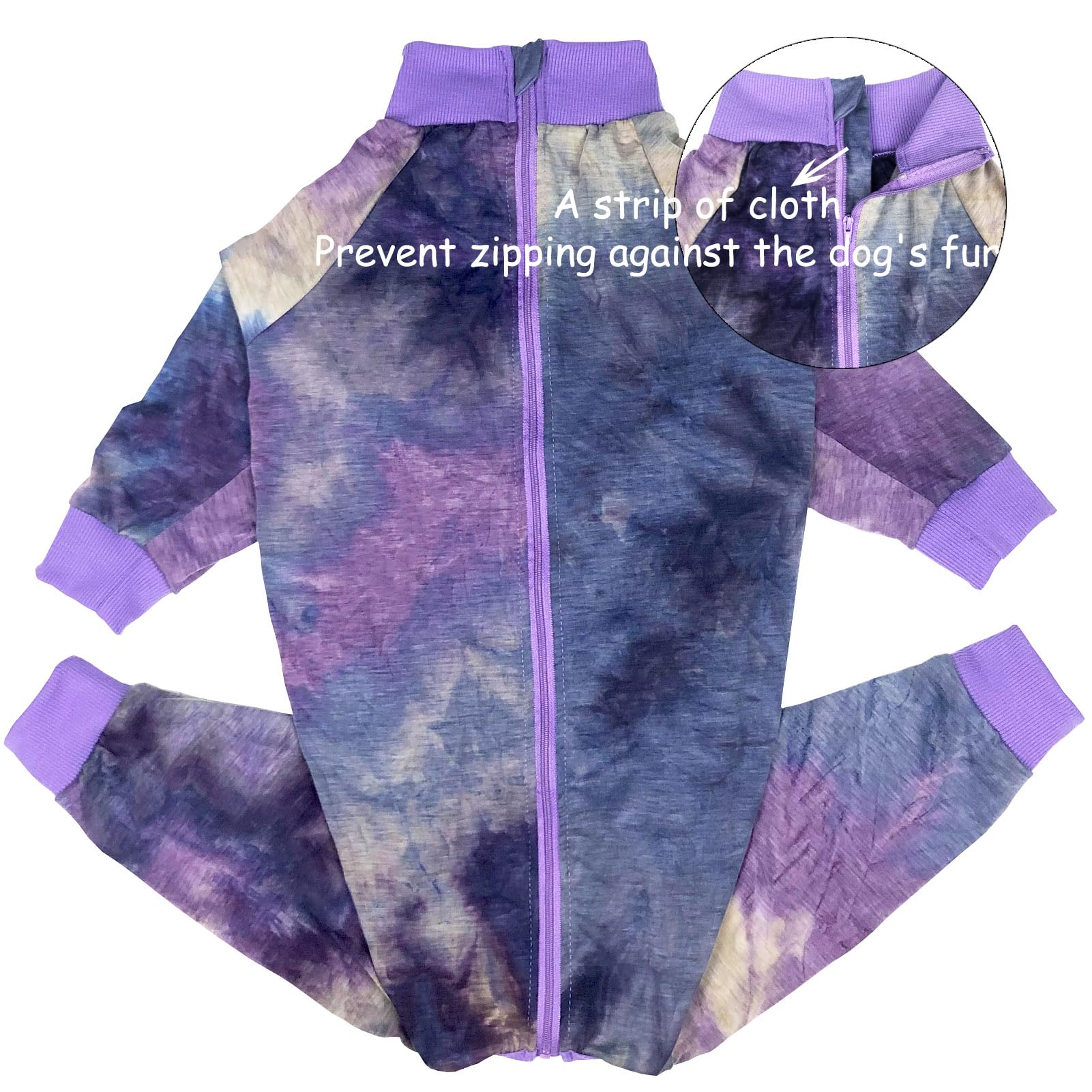 D.E.E Dog Pajamas Large Cotton Dog Clothes Warm And Comfortable Lightweight Jumpsuits Prevent Licking Wound (Zippurple, 4Xl)