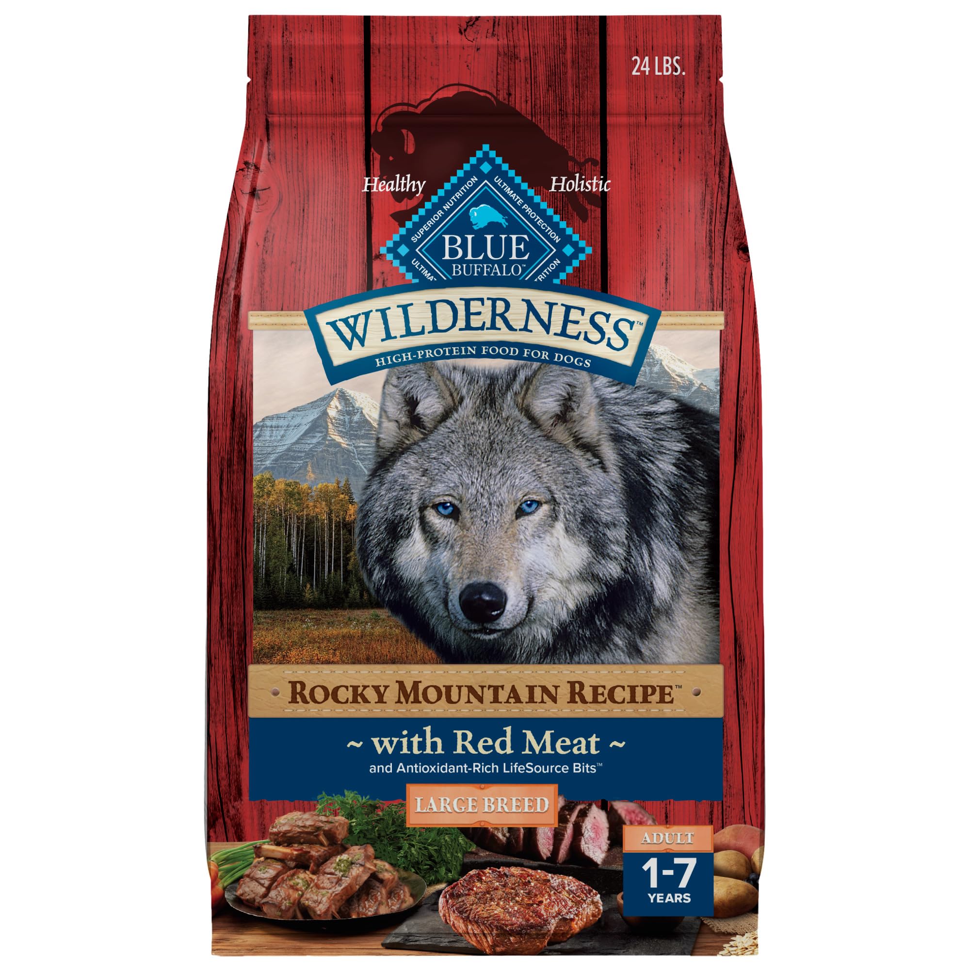 Blue Buffalo Wilderness Rocky Mountain Recipe High-Protein Large Breed Adult Dry Dog Food, Made in the USA with Natural Ingredie