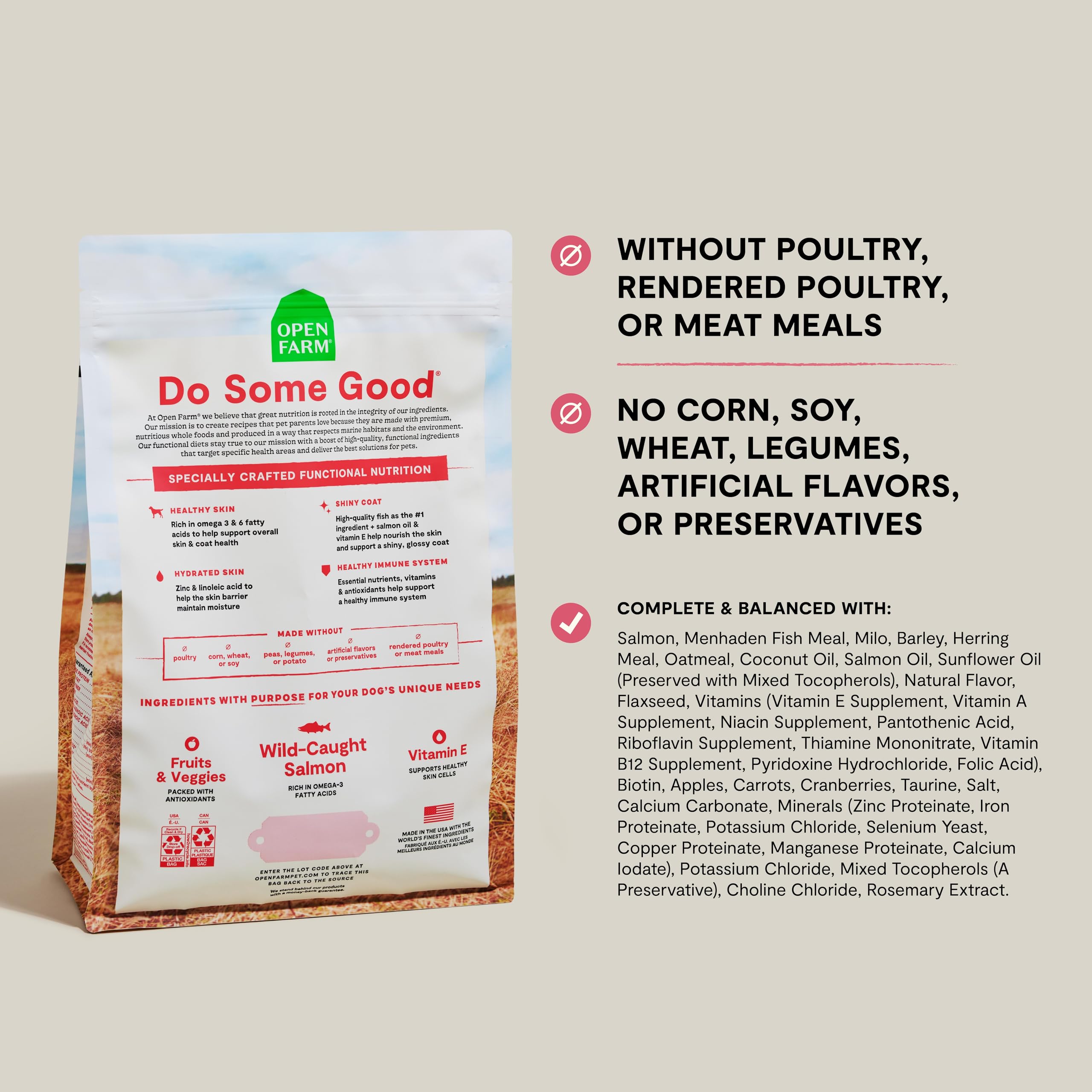 Open Farm, Skin & Coat Health Dog Food, Veterinarian Formulated Kibble with Salmon Oil and Vitamin E to Support Healthy Skin & A