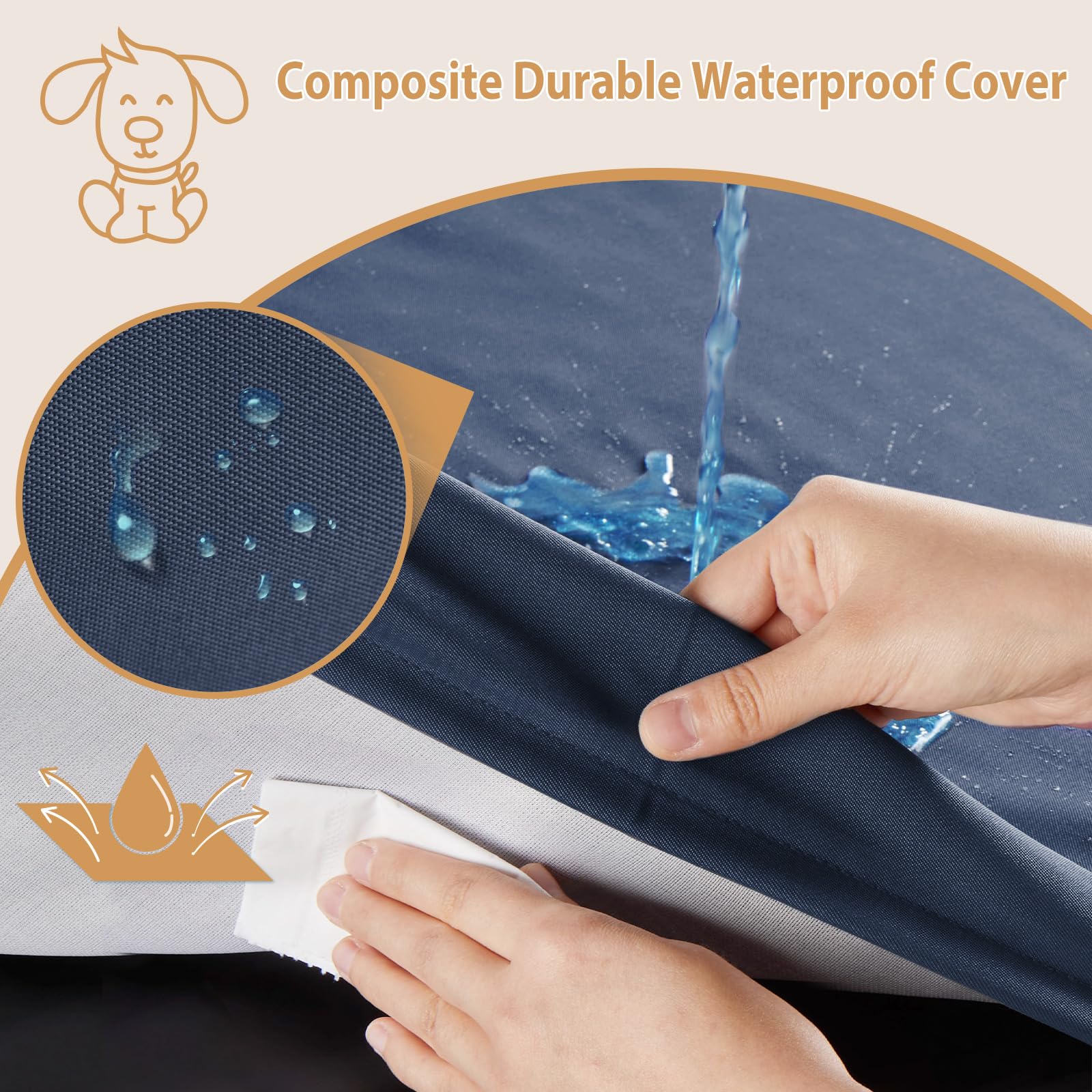 Bfpethome Outdoor Dog Bed - Waterproof, Orthopedic, Removable Cover, Egg Crate Foam (54 X 36 In, Deep Grey) For Medium, Large, E