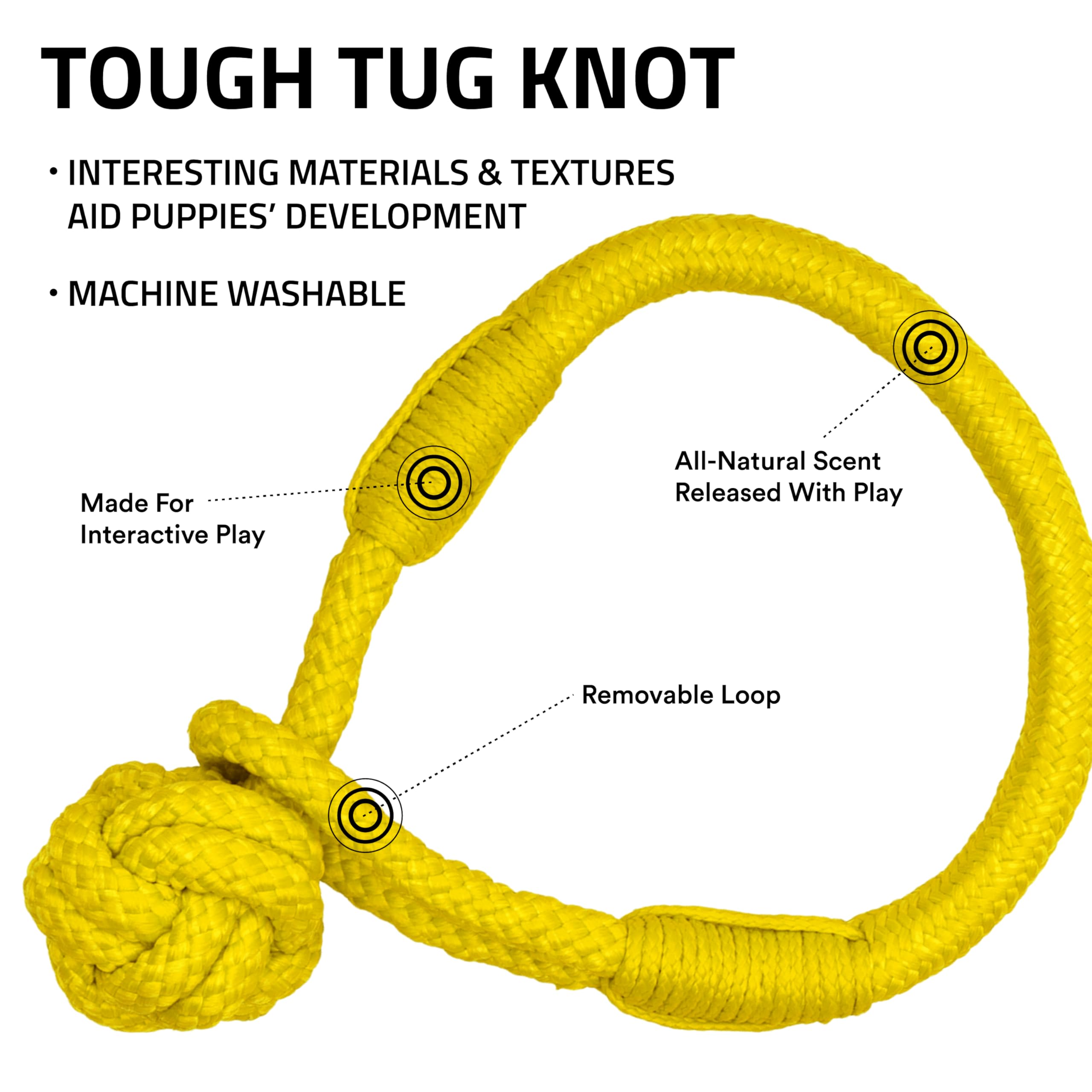 Playology Puppy Tough Knot Tug Toy for Young & Active Dogs | Engaging All-Natural Chicken Scented Medium Sized Interactive Tug &