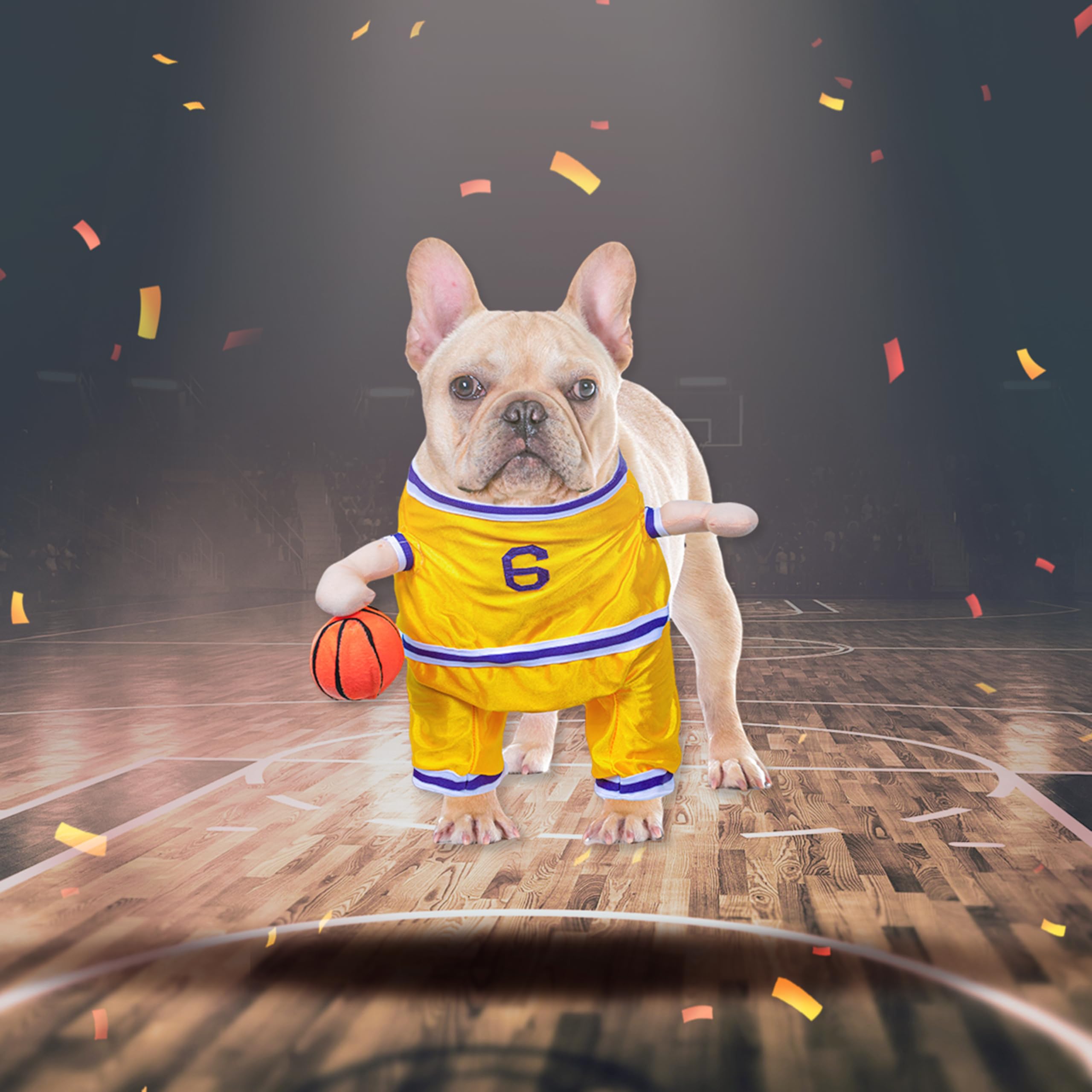 DELIFUR Dog Basketball Player Costume - Pet Halloween Costume Adjustable Funny Dress Up Sports Outfit Cosplay Clothes for Large
