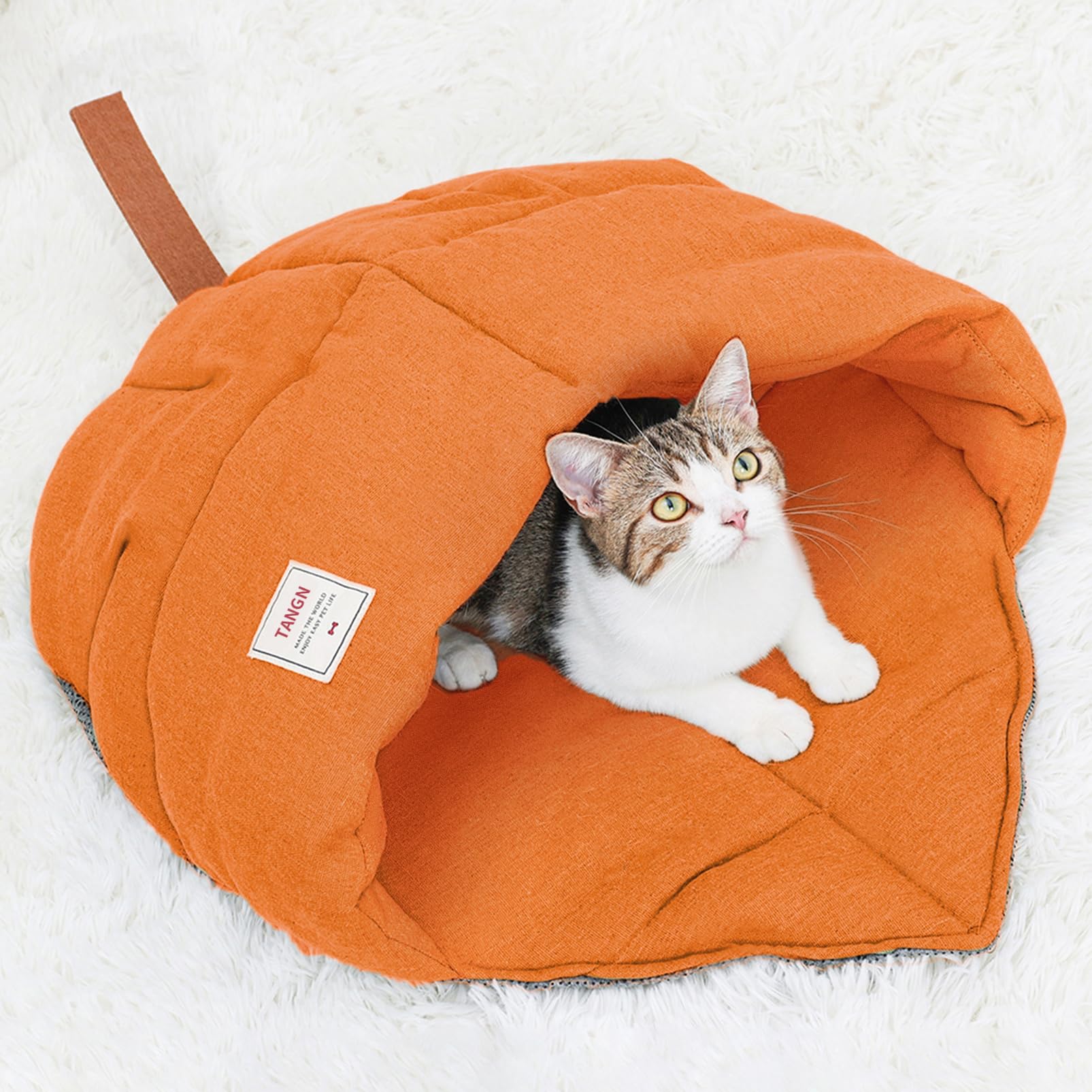Cat Sleeping Bag,Cozy Cat Bed Cave Leaf Nest,Linen Fabric Pet Cuddle Zone,Covered Hide Warm Burrowing Soft Durable Washable Cat 