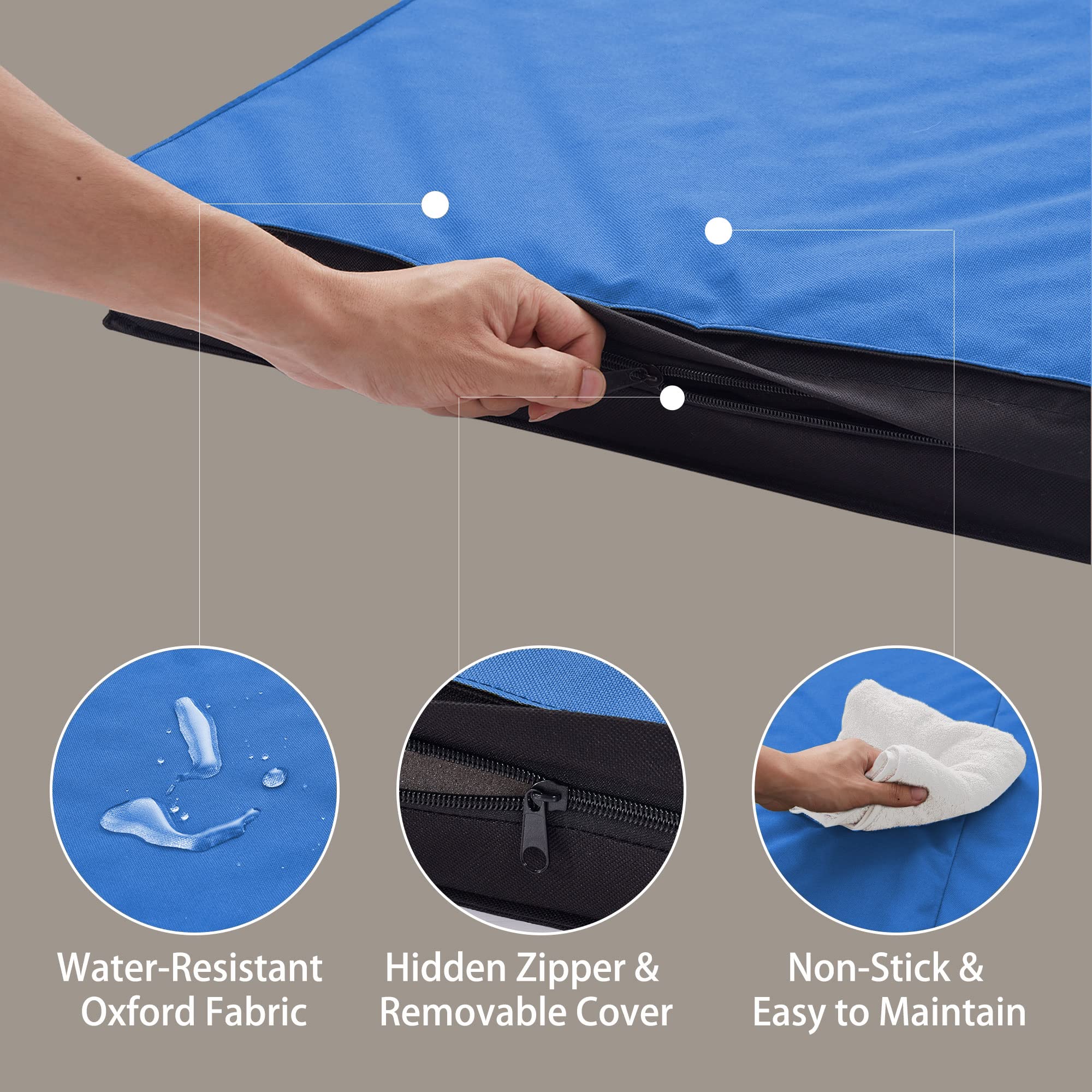 Petabby Outdoor Dog Bed For Large Dogs, Waterproof & Washable, Foldable & Orthopedic, 41' All Weather
