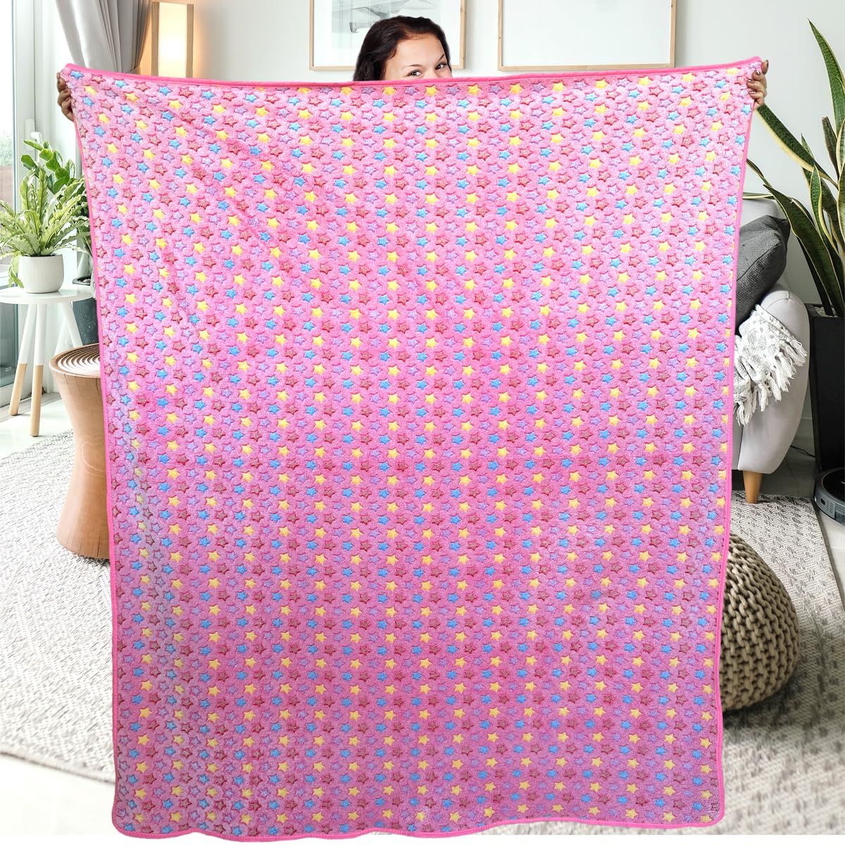 Dog Blankets For Large Dogs, 1 Pc Dog Blanket Washable, Soft Fluffy Flannel Pet Blanket Mat Cover For Bed Couch, Cute Print Pupp