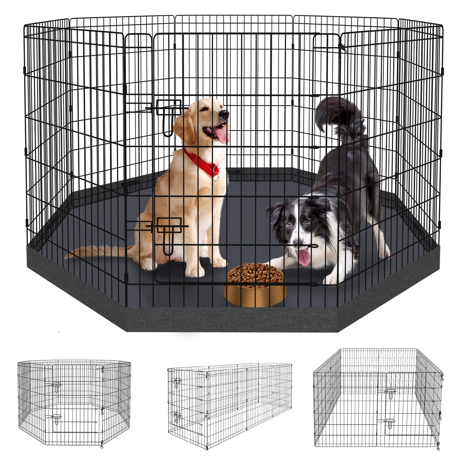 Dog Pen Pet Playpen Dog Fence Indoor Foldable Metal Wire Exercise Puppy Play Yard Pet Enclosure Indoor Outdoor 8 Panels 36 Inch 