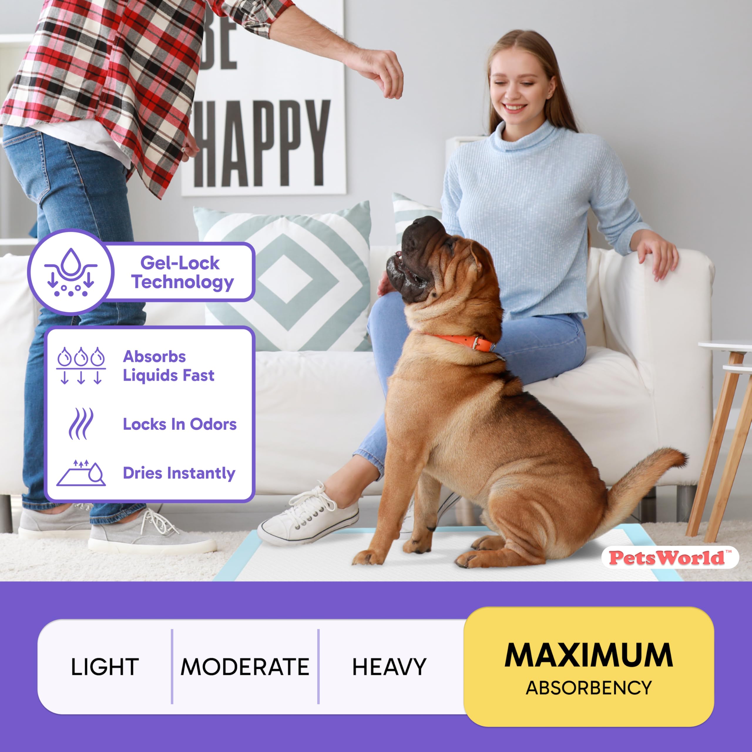 Petsworld Mastiff'S Massive Dog Training/Potty Pads, 28X44 Inch, 100 Ct, Xxxl Gigantic, Tear Resistant, Super Absorbent & Leak-Proof