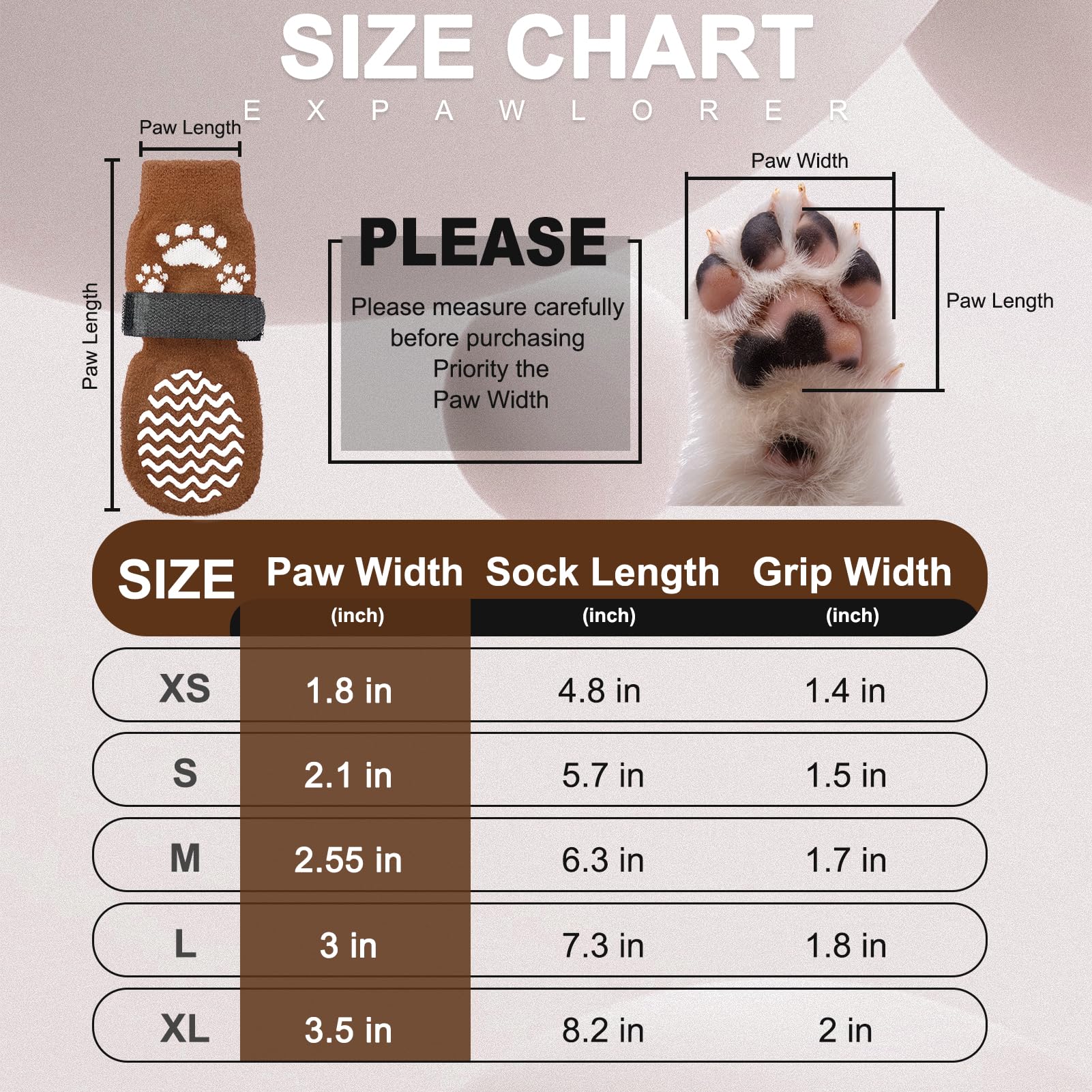 Anti Slip Dog Socks with Grippers for Hardwood Floors, Dog Shoes for Hot/Cold Pavement, Boots & Paws Protectors to Prevent Licki
