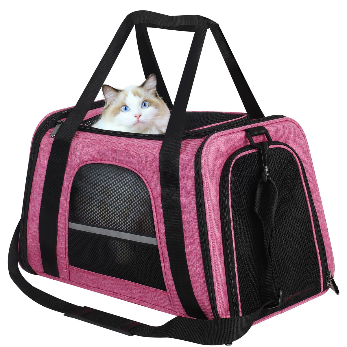 Hicaptain Soft Cat Carrier With Top Mesh Window - Pet Carrier Breathable For Medium Cats And Small Dogs Puppies Up To 14 Lb (Pink)