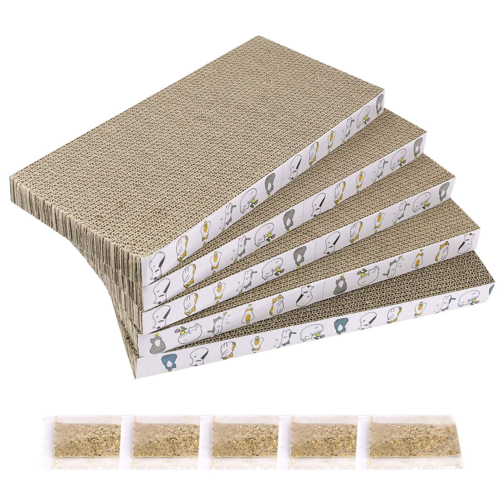Patiencet Cat Scratcher Cardboard 5 Pcs Cat Scratch Pad Reversible Scratcher Texture Design Durable Cat Scratching Pad