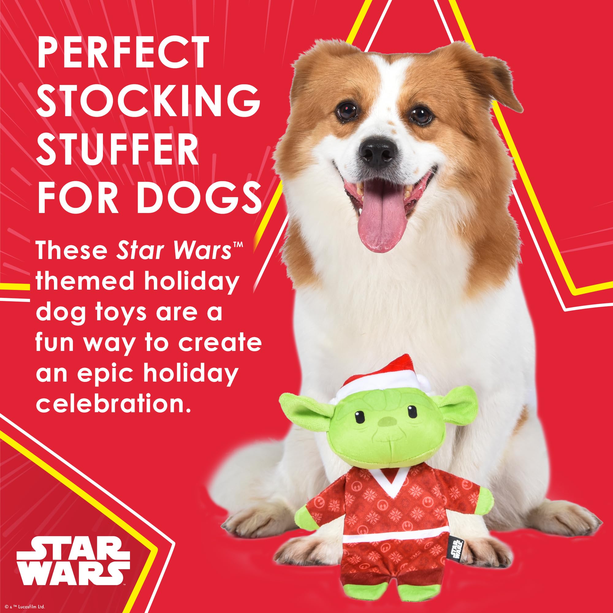 STAR WARS for Pets Holiday 9 YODA Elf with Flat Body Pet Toy, with Crinkle & Squeak | 9    Plush Squeaker Holiday YODA Pet Toy T