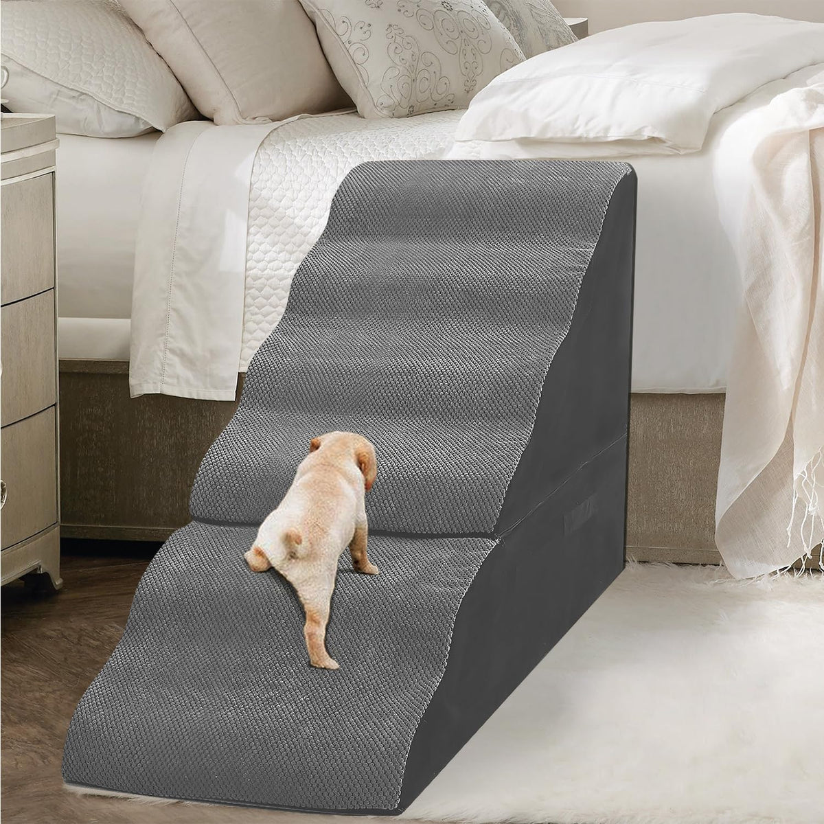 Maloroy Dog Stairs For High Beds 30-36 Inches Tall, 6-Step Pet Stairs/Steps For Small Large Dogs, 30D Foam Pet Dog Steps For Hig
