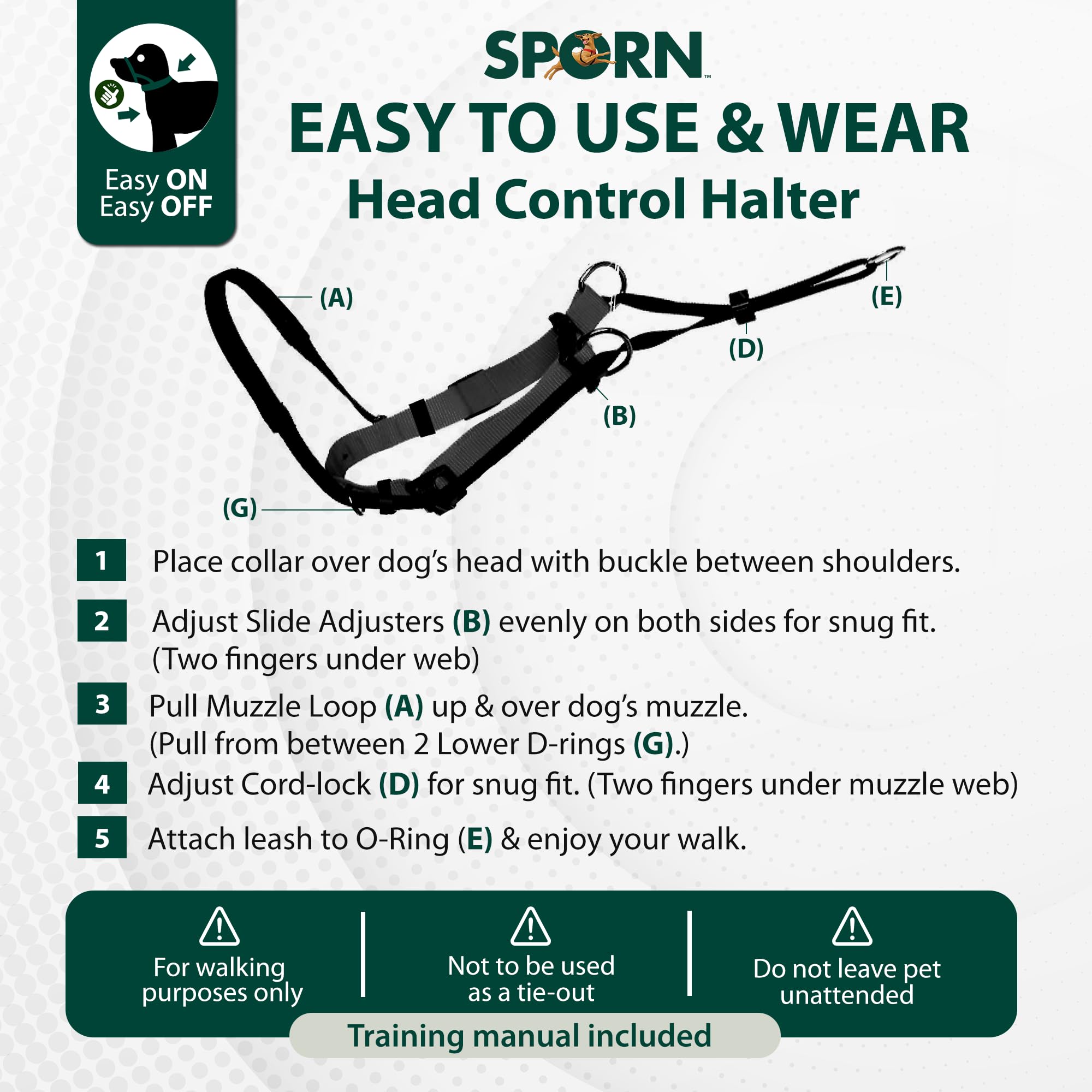 Sporn Yup! Pet Head Halter, Medium, Black, (33571)