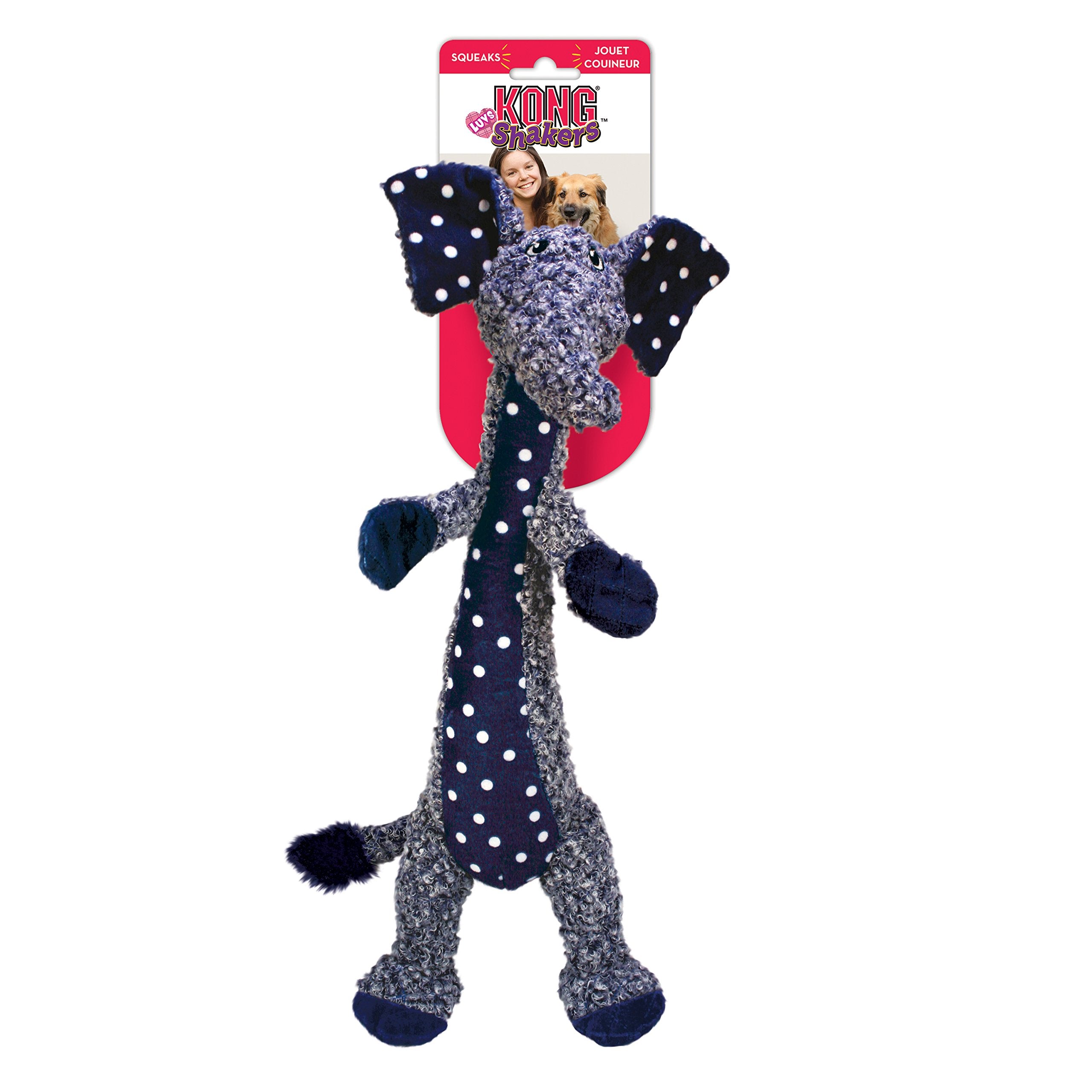 Kong Shakers Luvs Elephant - Long Body For Fetch And Tug - Blue (Small)