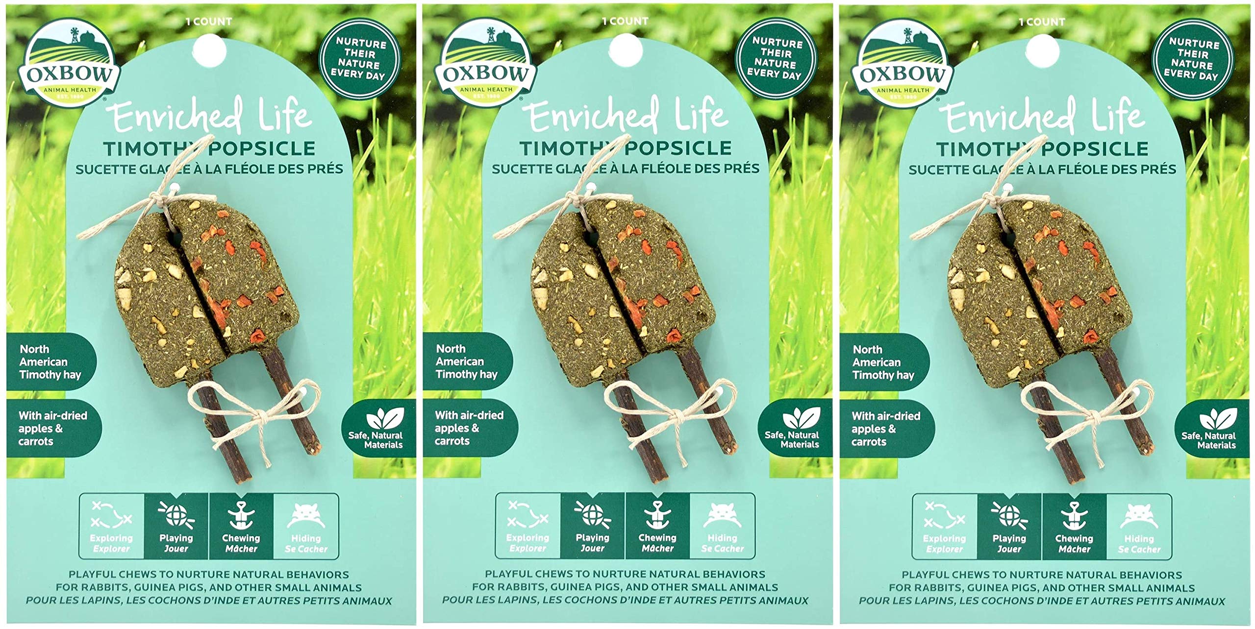 Oxbow 3 Pack Of Timothy Popsicle Small Pet Chew Toys, 7.4
