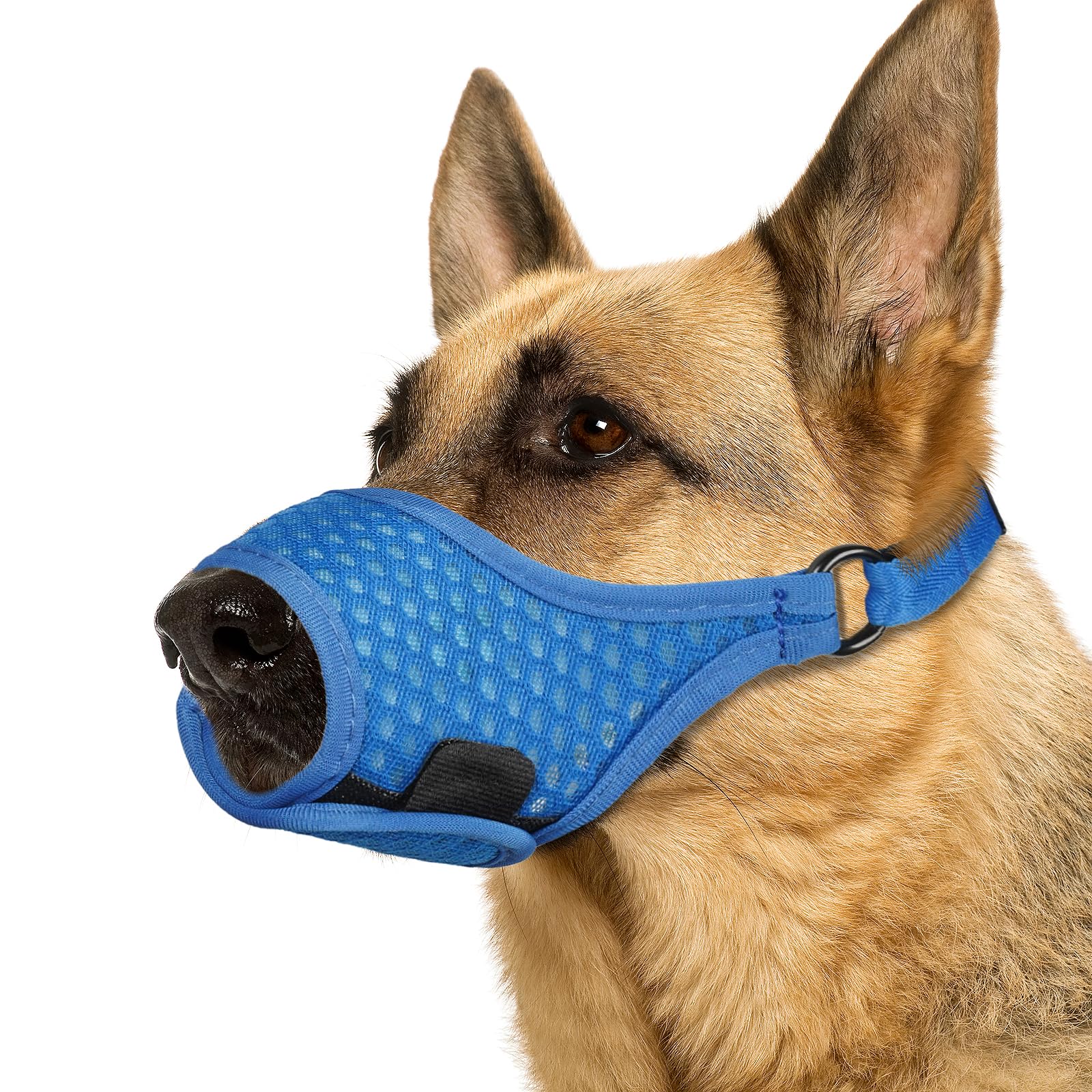 LUCKYPAW Dog Muzzle, Soft Muzzles for Large Medium Small Dogs to Prevent Biting Chewing with Ring and Adjustable Strap for Vet V