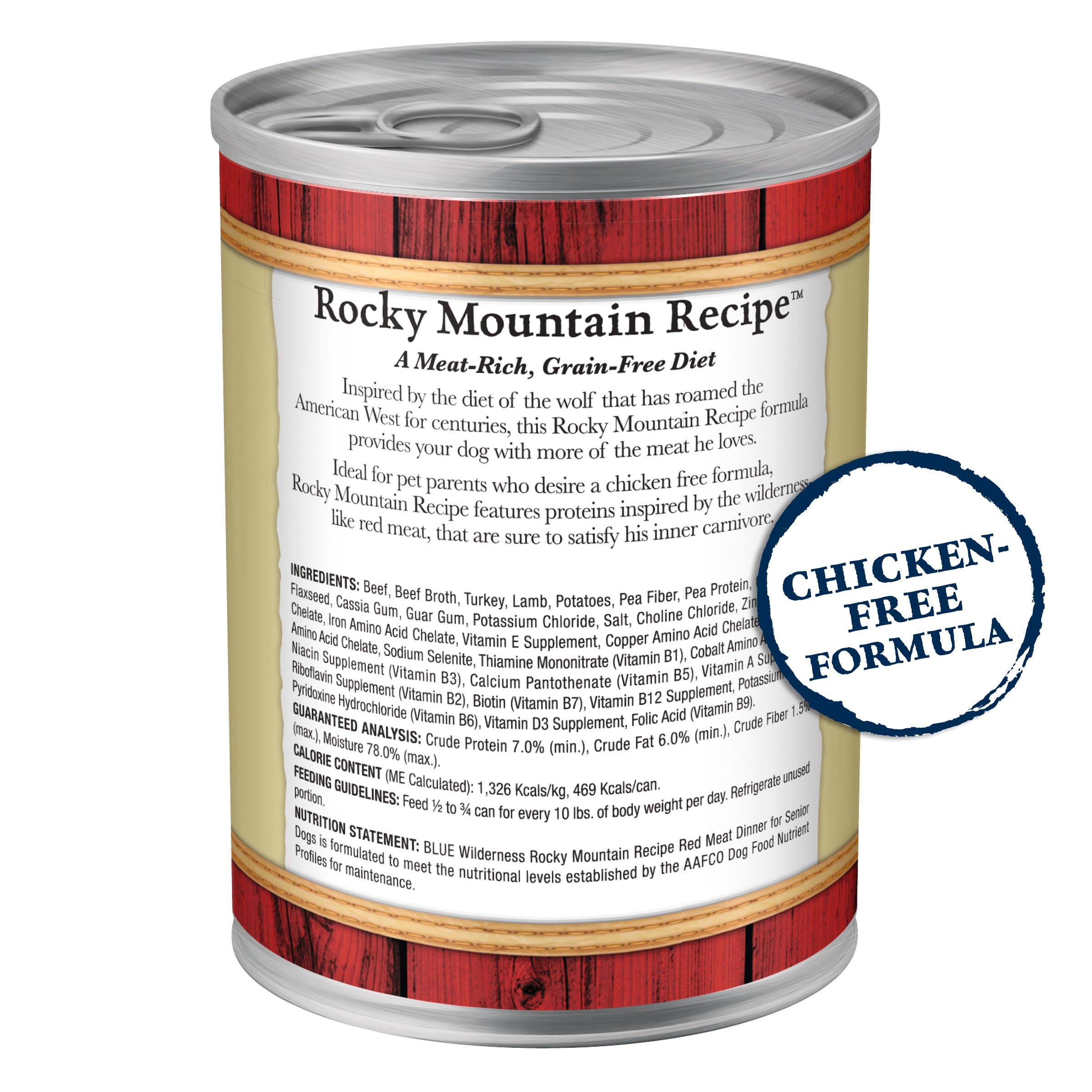 Blue Buffalo Wilderness Rocky Mountain Recipe Senior Wet Dog Food, High-Protein & Grain-Free, Made with Natural Ingredients, Red