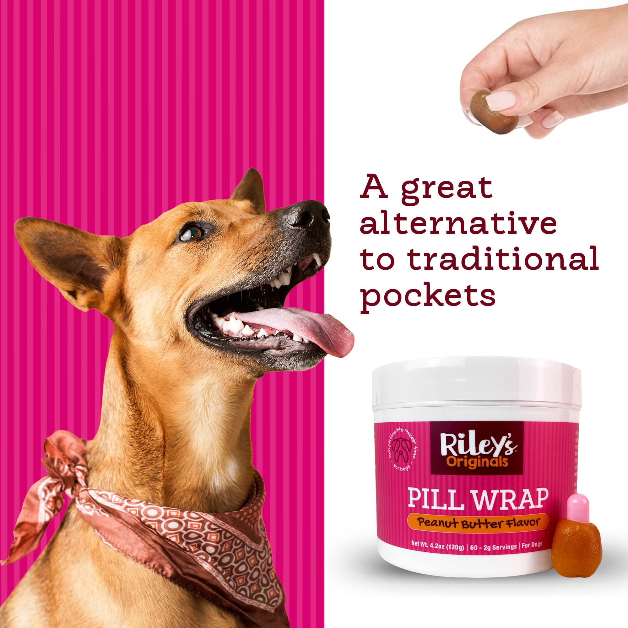 Rileys Pill Wrap for Dogs - Delicious Peanut Butter Flavored Pill Paste for Dogs - Wrap Pills, Capsules, Tablets in a Pocket or