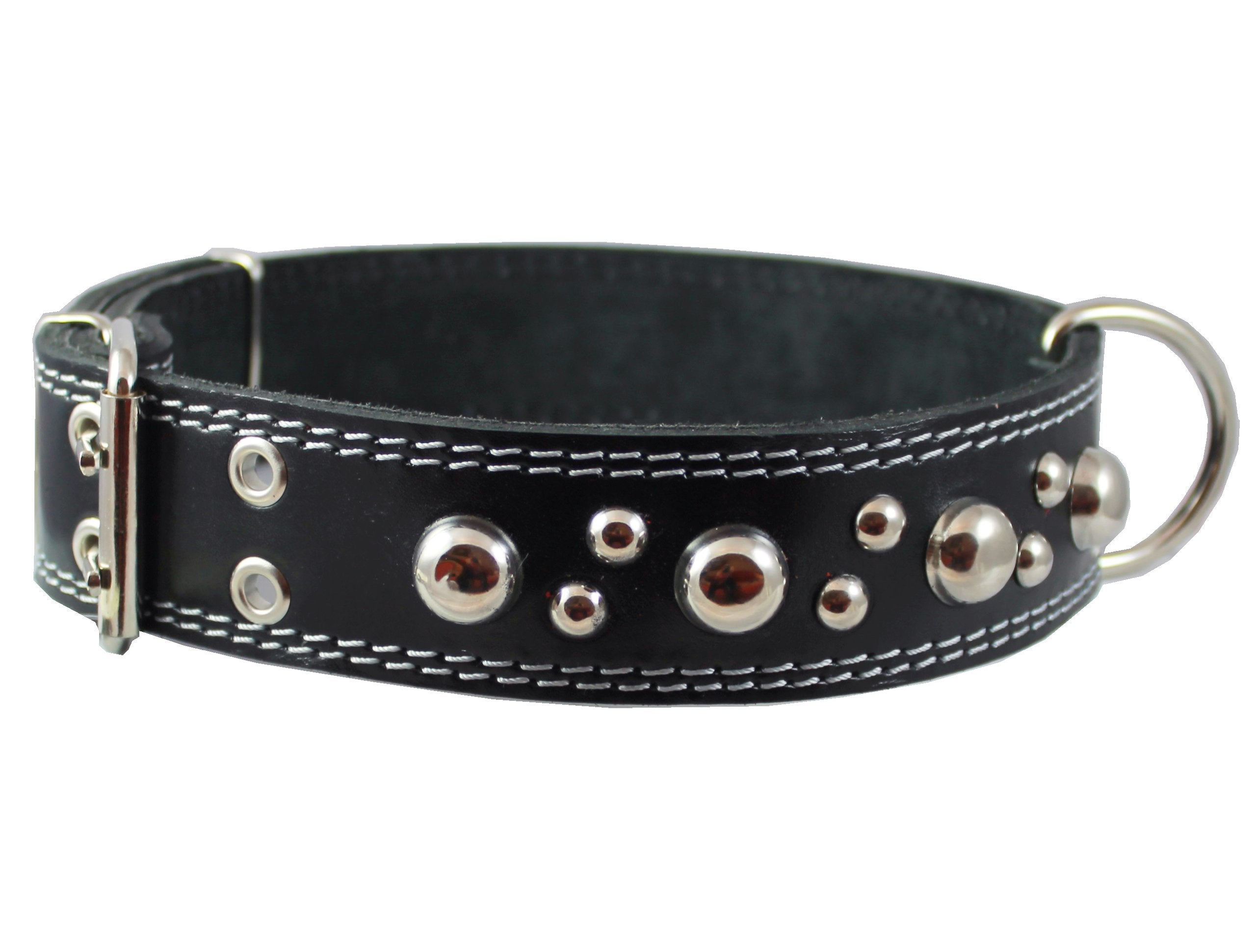 Genuine 1.75' Wide Thick Leather Studs Dog Collar. Fits 21.5'-26' Neck, Xlarge Breeds Great Dane