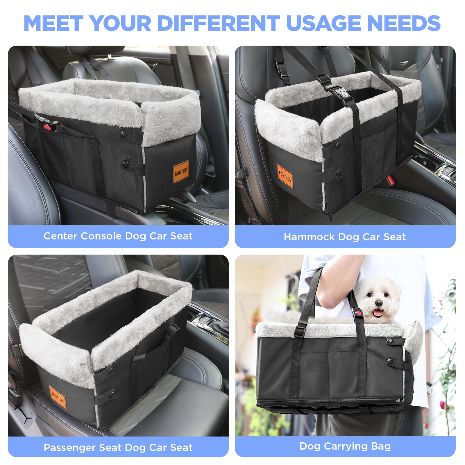 Center Console Dog Car Seat for Small Dogs,Washable Foldable Console Booster Seat for Puppy Car Seat with Safe Protection Hooks