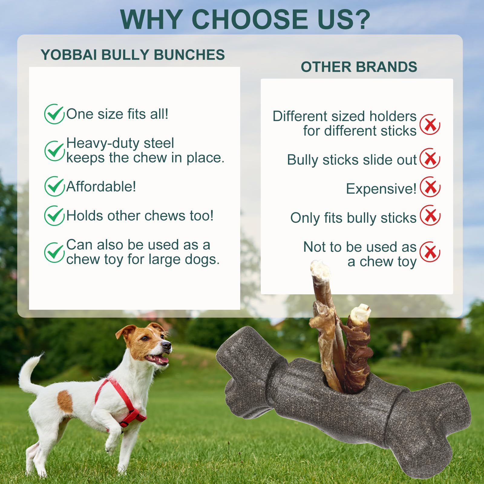Yobbai Bully Stick Holder For Large Dogs 55+ Lbs - Heavy Duty Chew Toy & Anti-Choking Safety Device | Bpa-Free, Dishwasher Safe