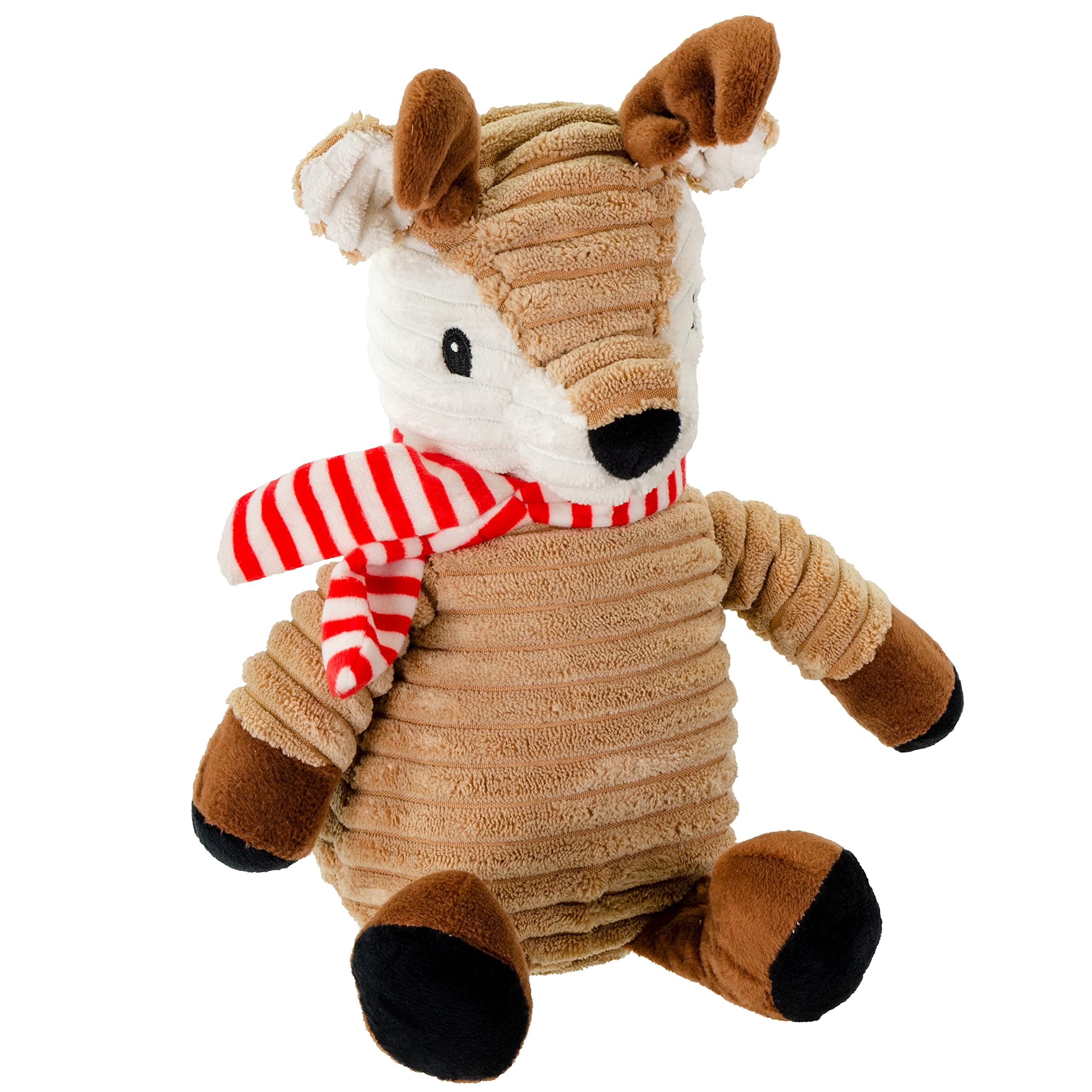 Giftable World Holiday Plush Pet Toy Fun For Christmas Designs With Squeaker Dog Chew Toy (9'' Reindeer W/Scarf)