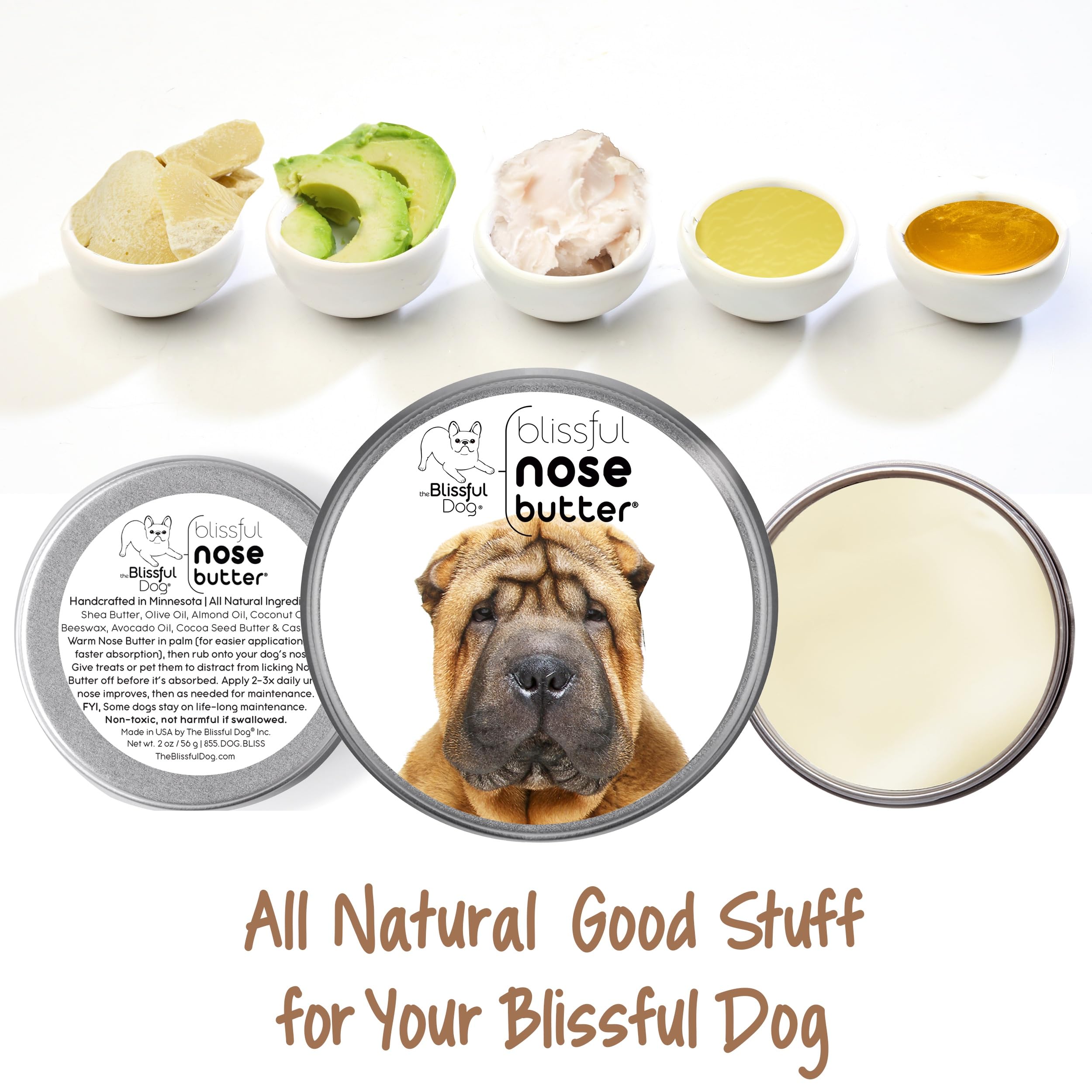 The Blissful Dog Chinese Shar-Pei Unscented Nose Butter Tin, 4-Ounce