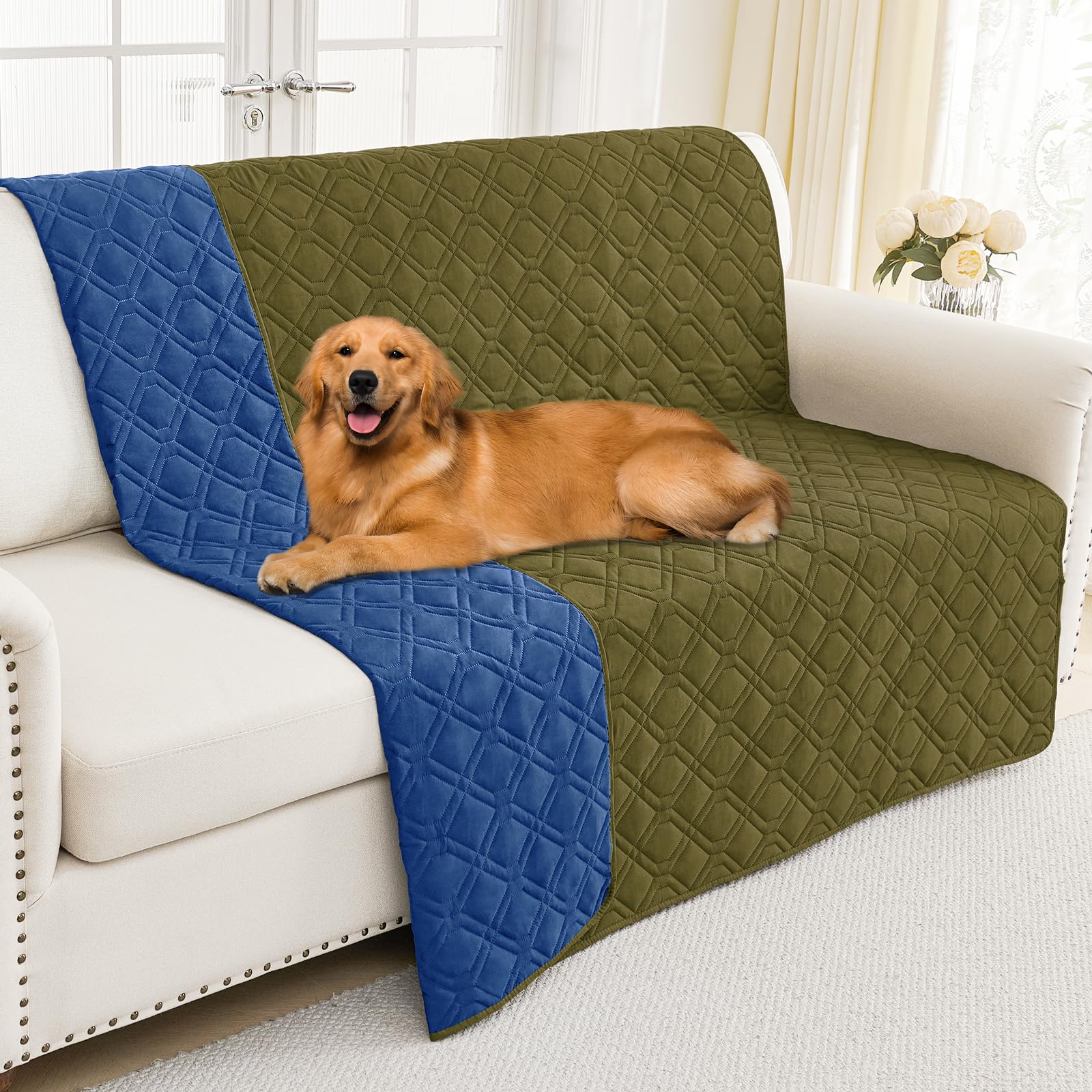 Smiry Waterproof Dog Blanket, 52X82 Inch Soft Pet Bed Cover Reversible, Washable Sofa Couch Furniture Protector For Small Medium