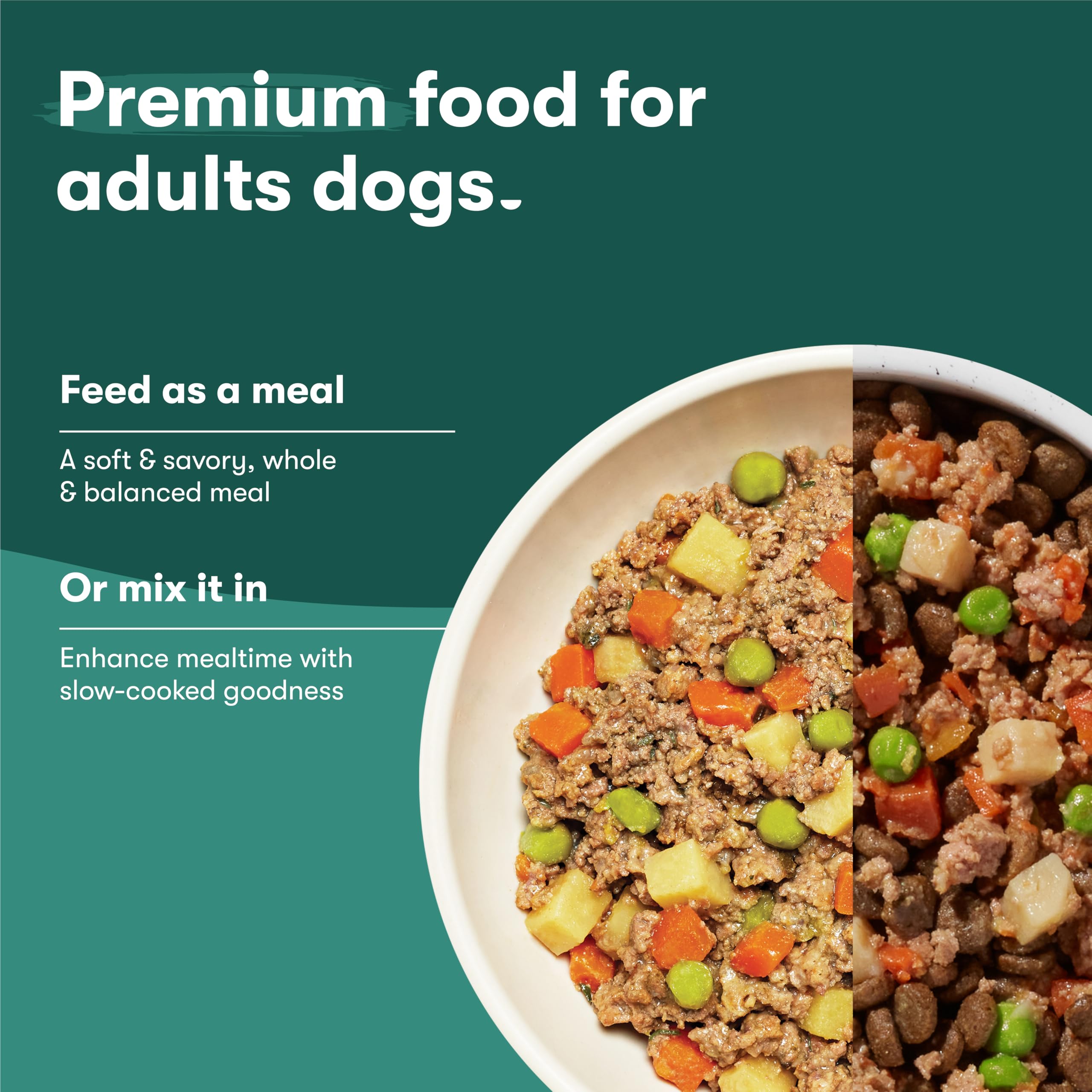 Jinx Beef Wet Dog Food Topper, Mix with Dry Dog Food, Made with Real Beef & Chicken, Bone Broth, No Fillers - Puppy, Adult, Seni