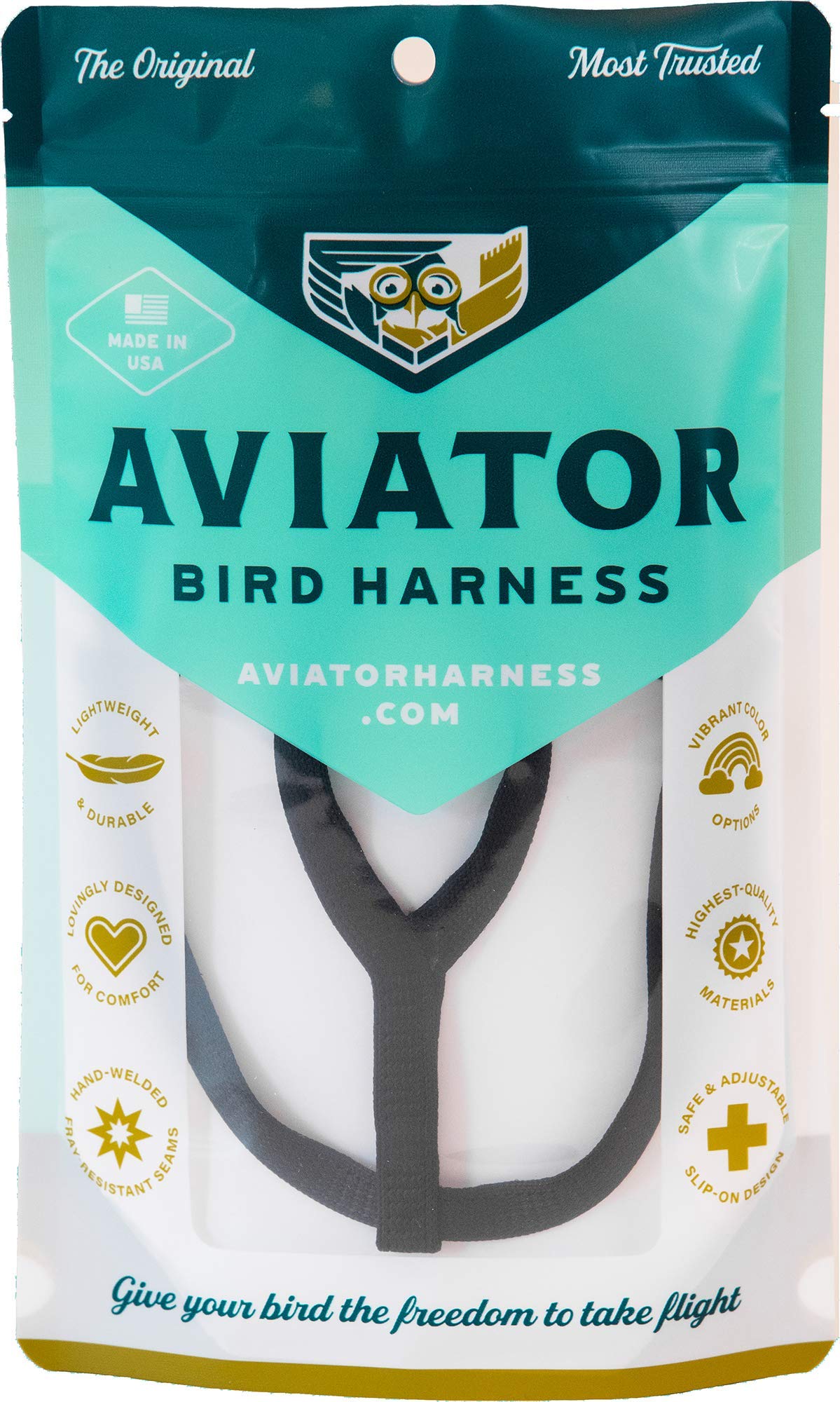 The Aviator Pet Bird Harness And Leash: Petite Black