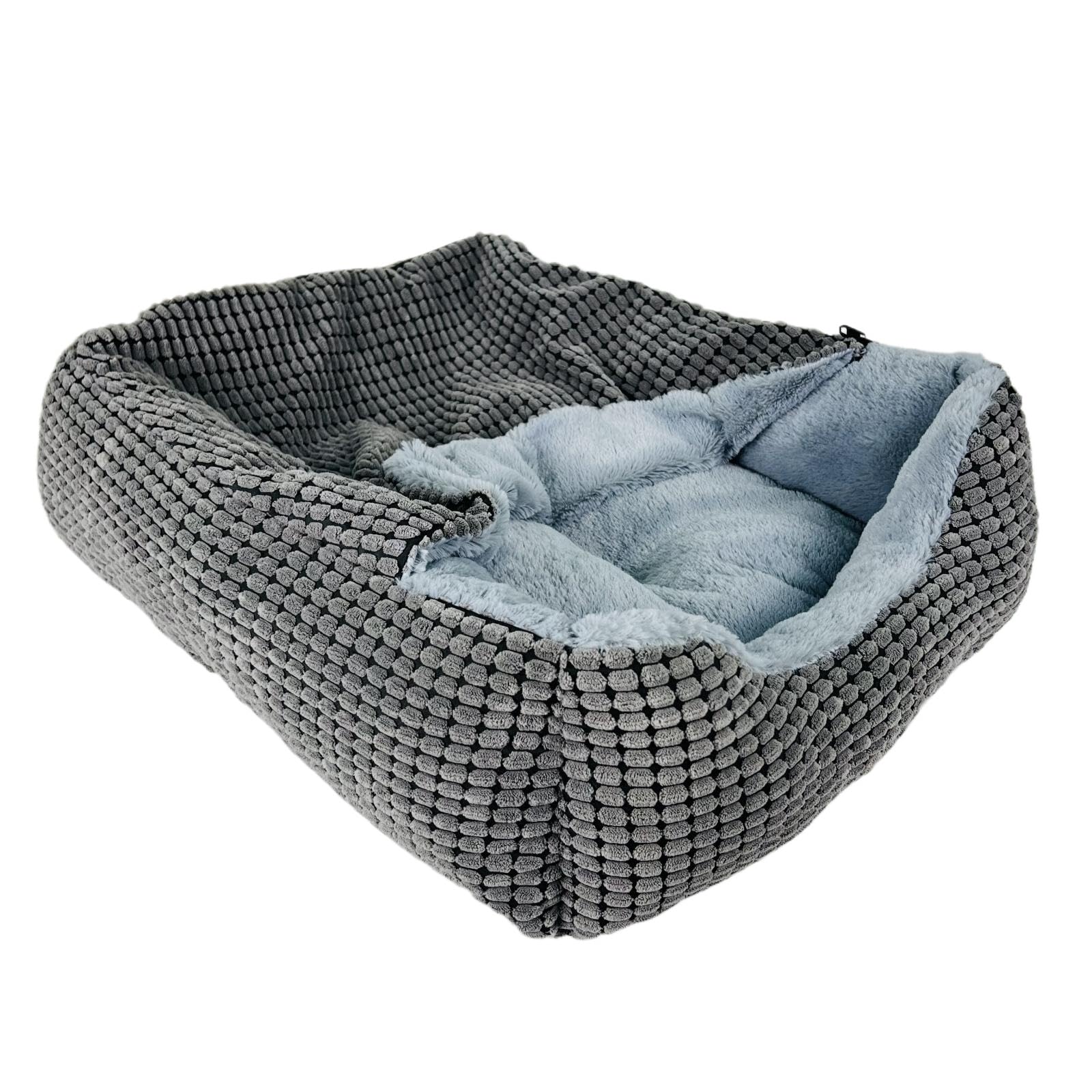 Mama halo Dog Beds for Up to 20 lbs Dogs, Small Rectangle Puppy Beds Featuring Cave Hooded Blanket & Non-Slip Bottom, Comfy Anti