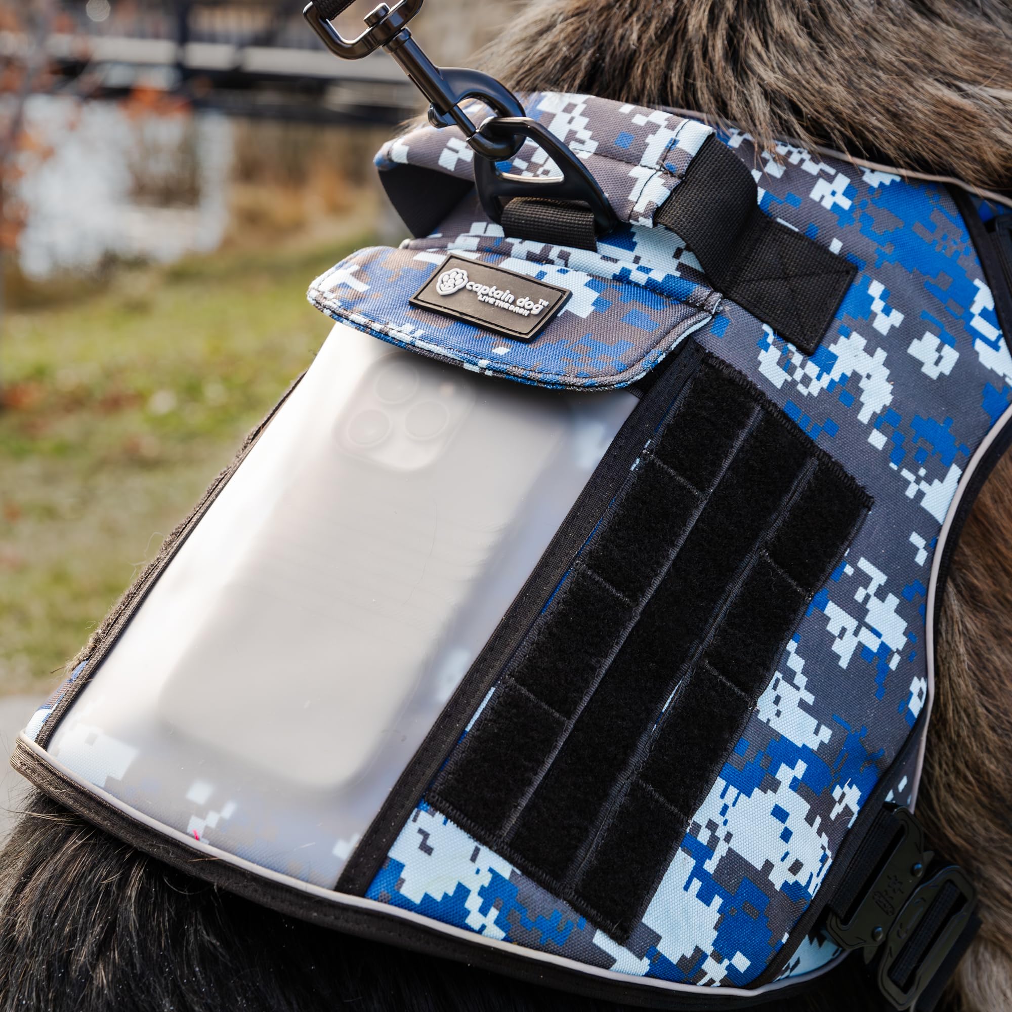 CAPTAIN DOG Harness Large Sized Dog with 4 Metal Buckles & Double Stitching - Reflective Strong Large Black, Heavy Duty Dog Vest