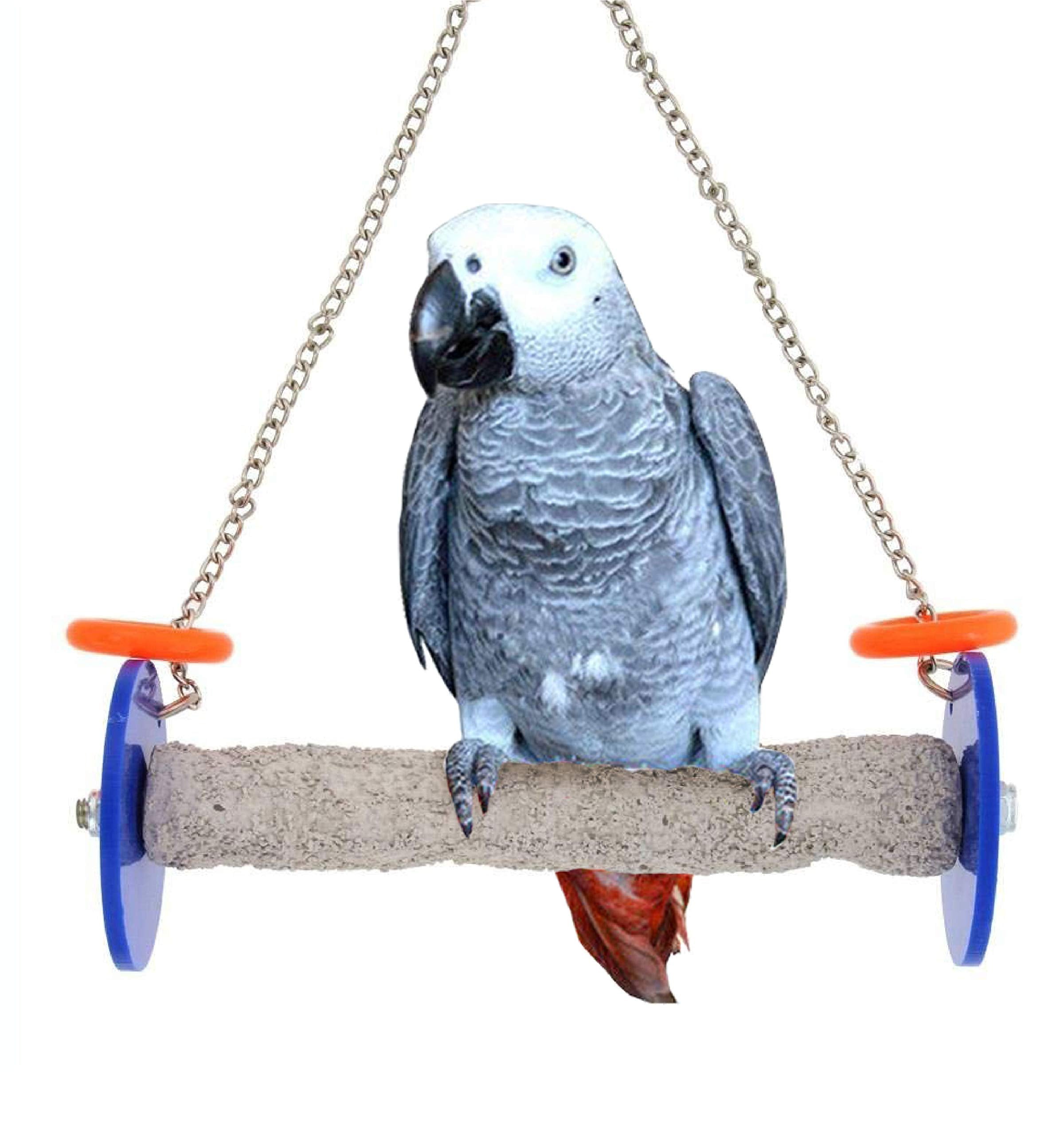 Sweet Feet And Beak Roll Bird Swing - Pumice Perch Bird Toys Trims Nails And Beaks, Safe And Non-Toxic Bird Cage Accessories For Small And Large Birds, Swinging Toys Birds Will Love, Medium 9 Inches