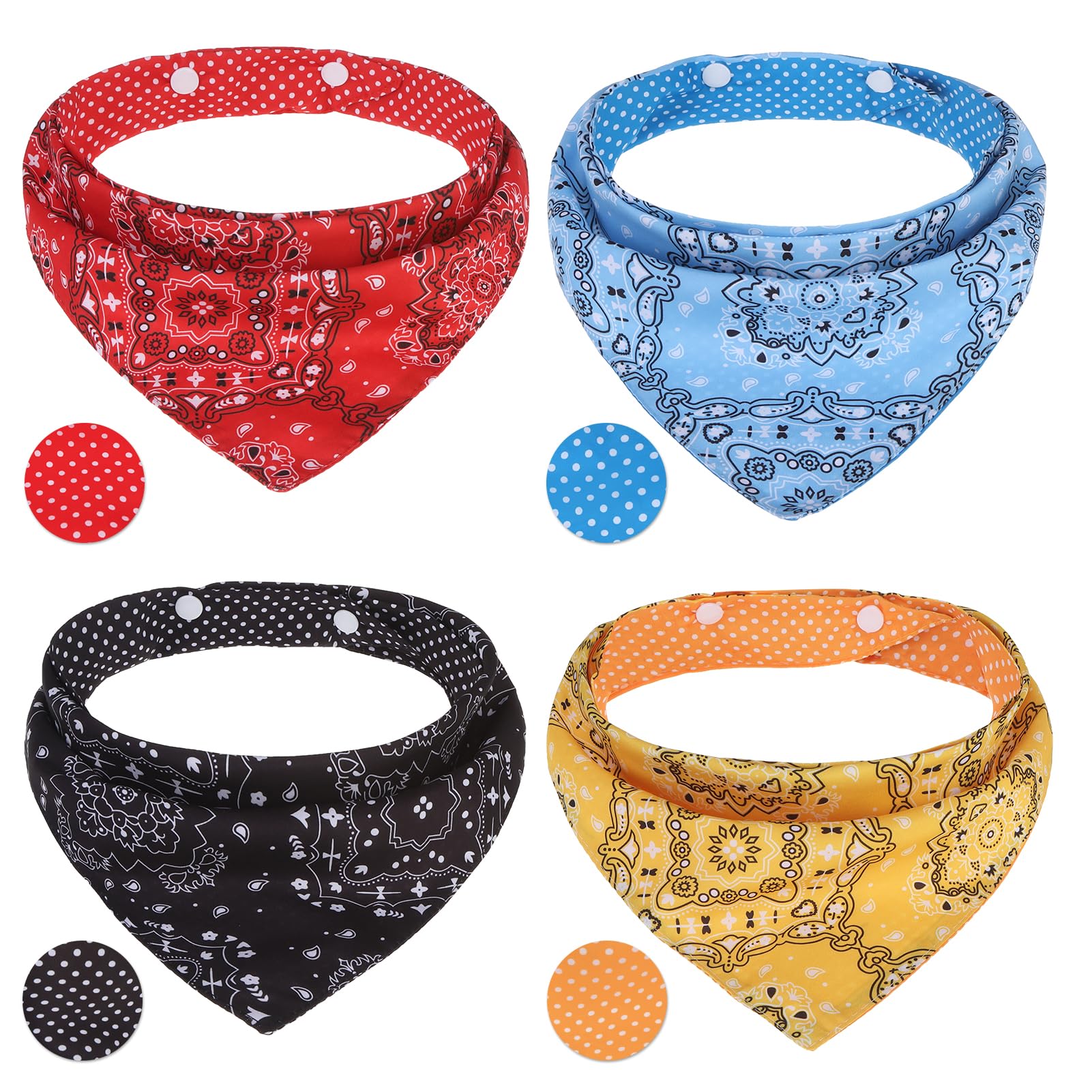 Pawchie Dog Bandanas Small Reversible Styles Pet Triangle Scarf Bibs - Adjustable With Two Snaps - Kerchief Set Accessories For Dogs, Puppy, Cats Red