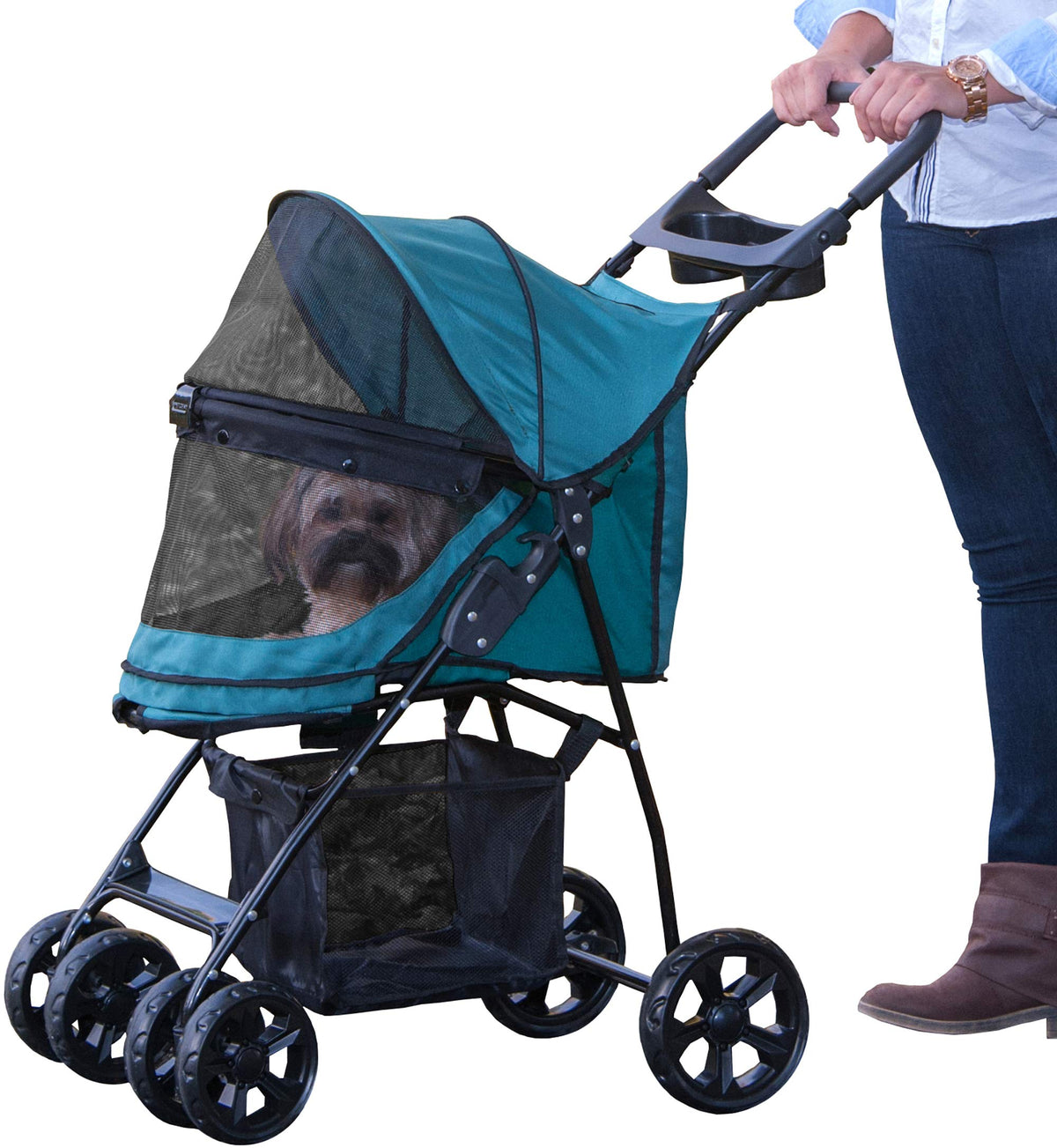 Pet Gear No-Zip Happy Trails Lite Pet Stroller, Zipperless Entry, Pine Green